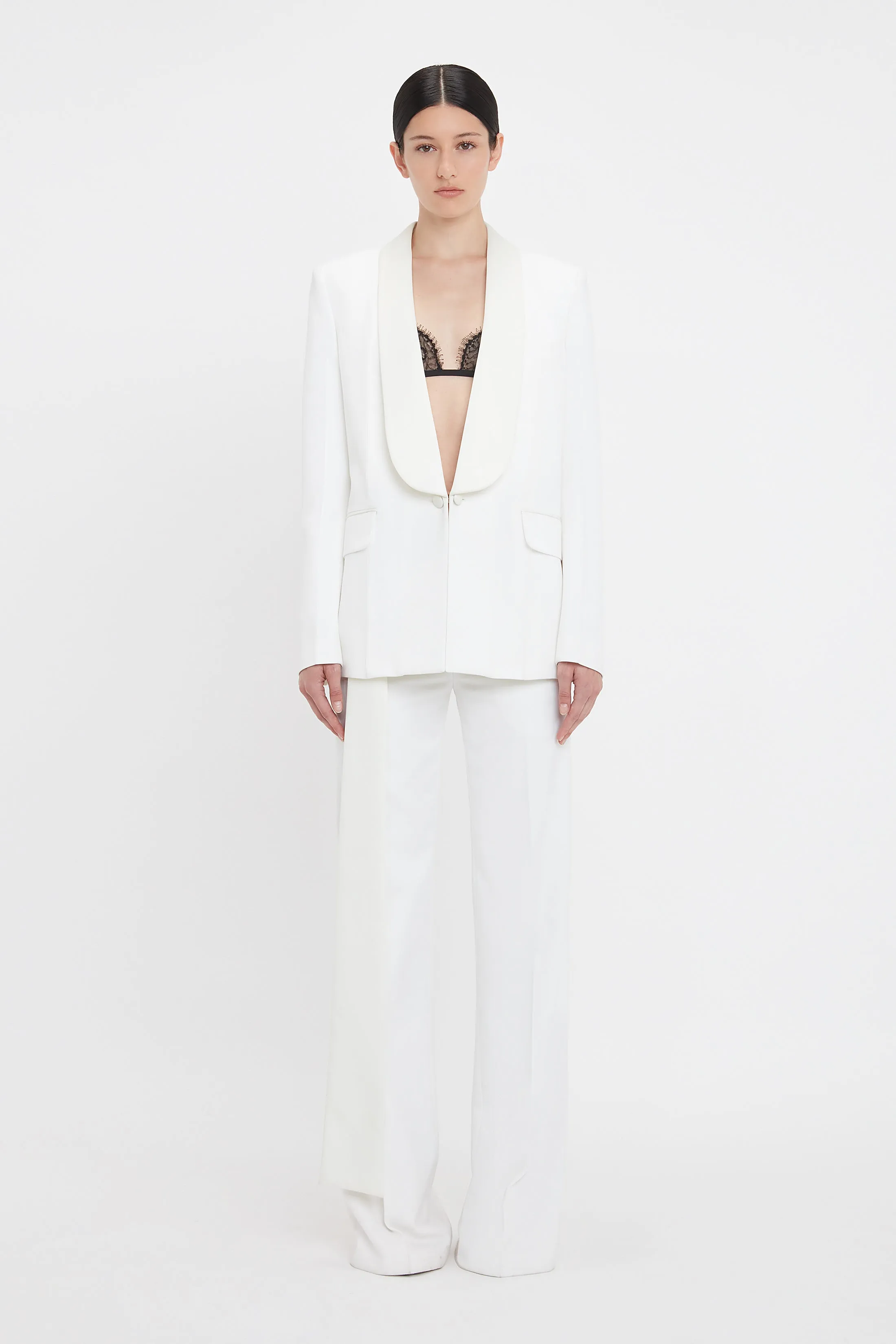 Shawl Collar Tux Jacket In Ivory sold by Victoria Beckham