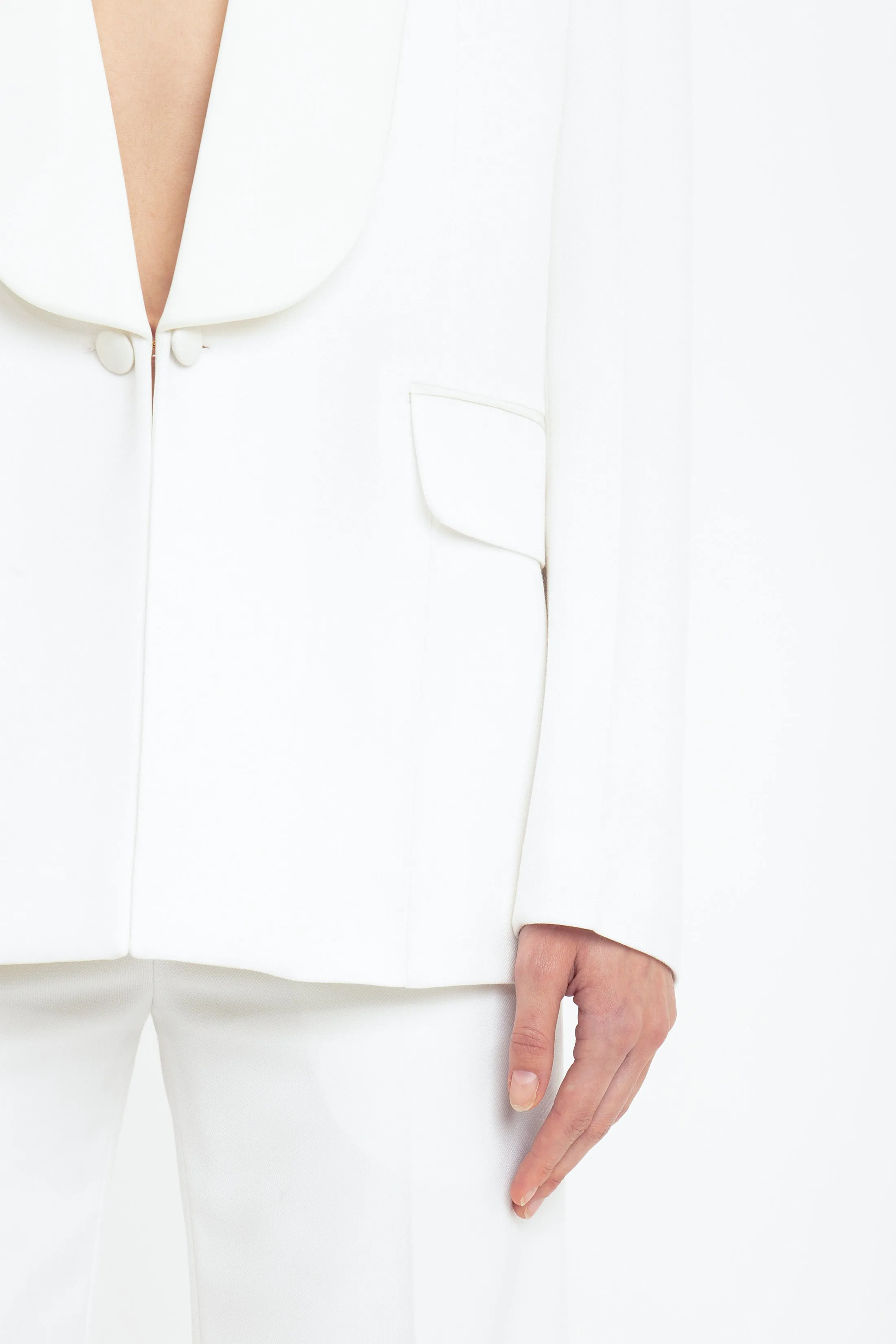 Shawl Collar Tux Jacket In Ivory sold by Victoria Beckham product image thumbnail 4