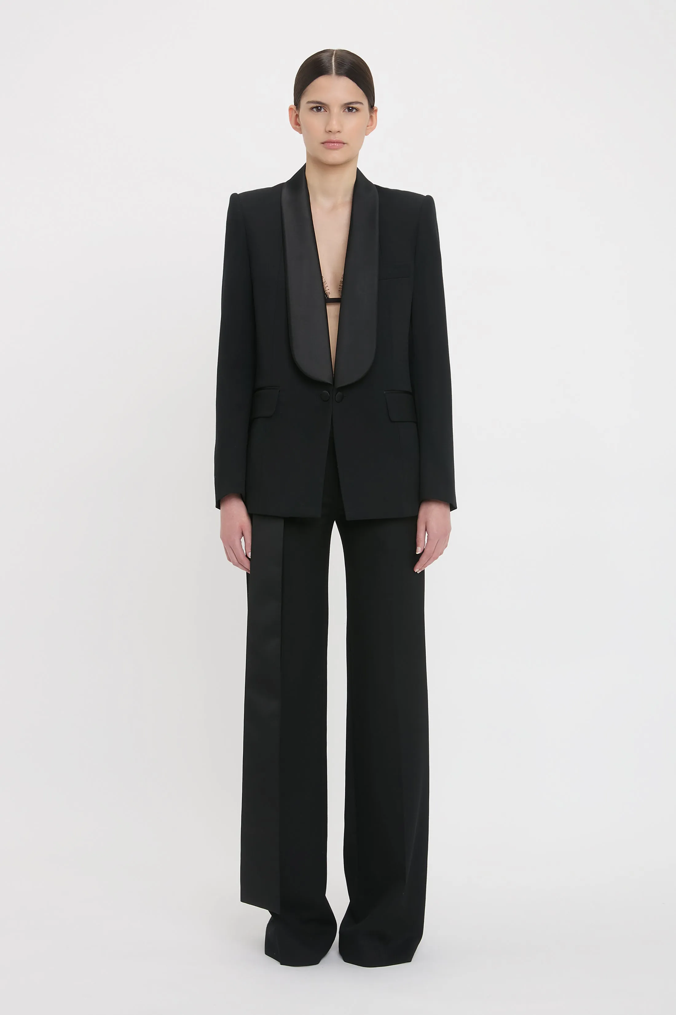 Shawl Collar Tux Jacket In Black sold by Victoria Beckham
