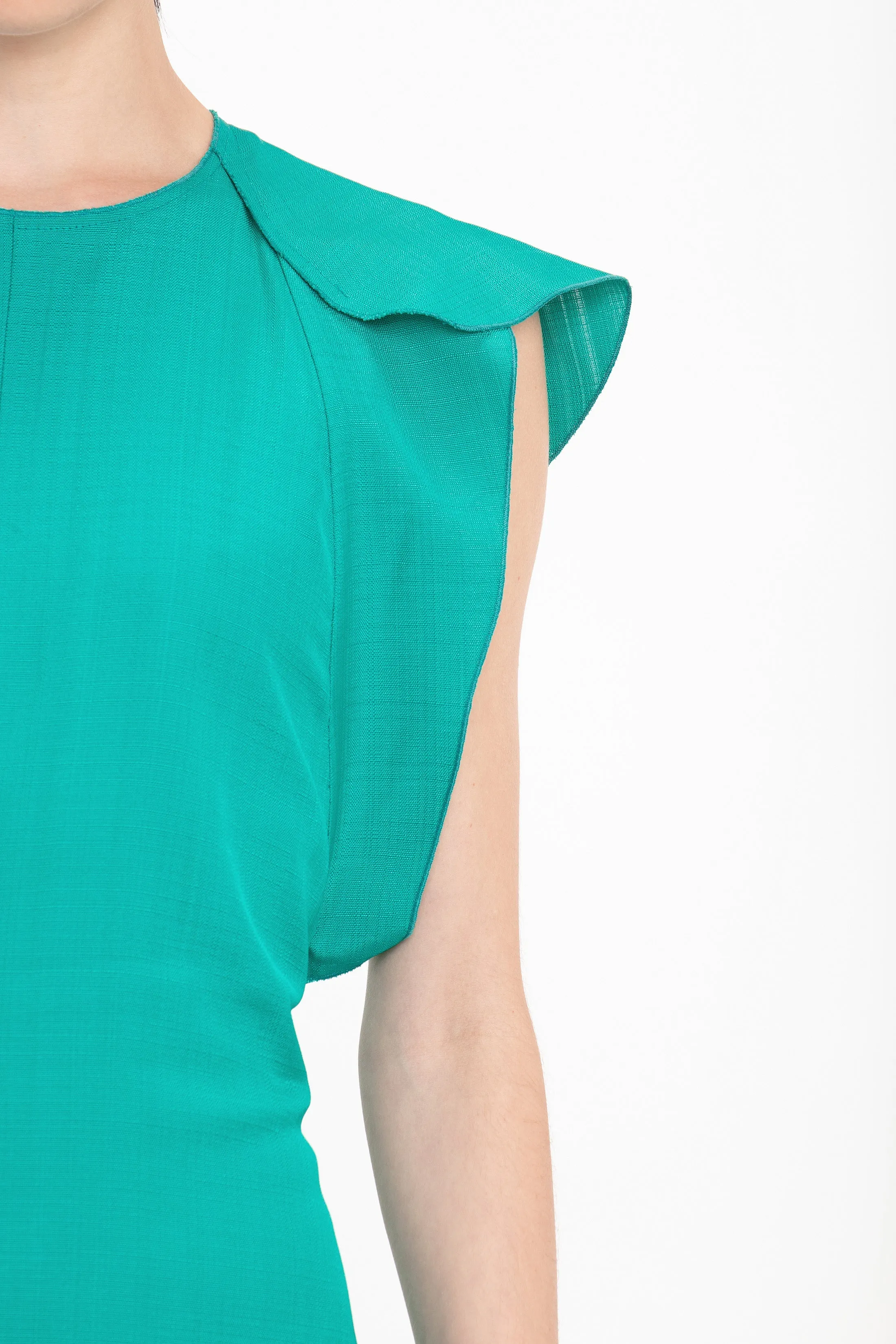 Folded Cap Sleeve Midi Dress In Peacock sold by Victoria Beckham product image thumbnail 4