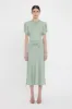 Gathered Waist Midi Dress In Wasabi sold by Victoria Beckham