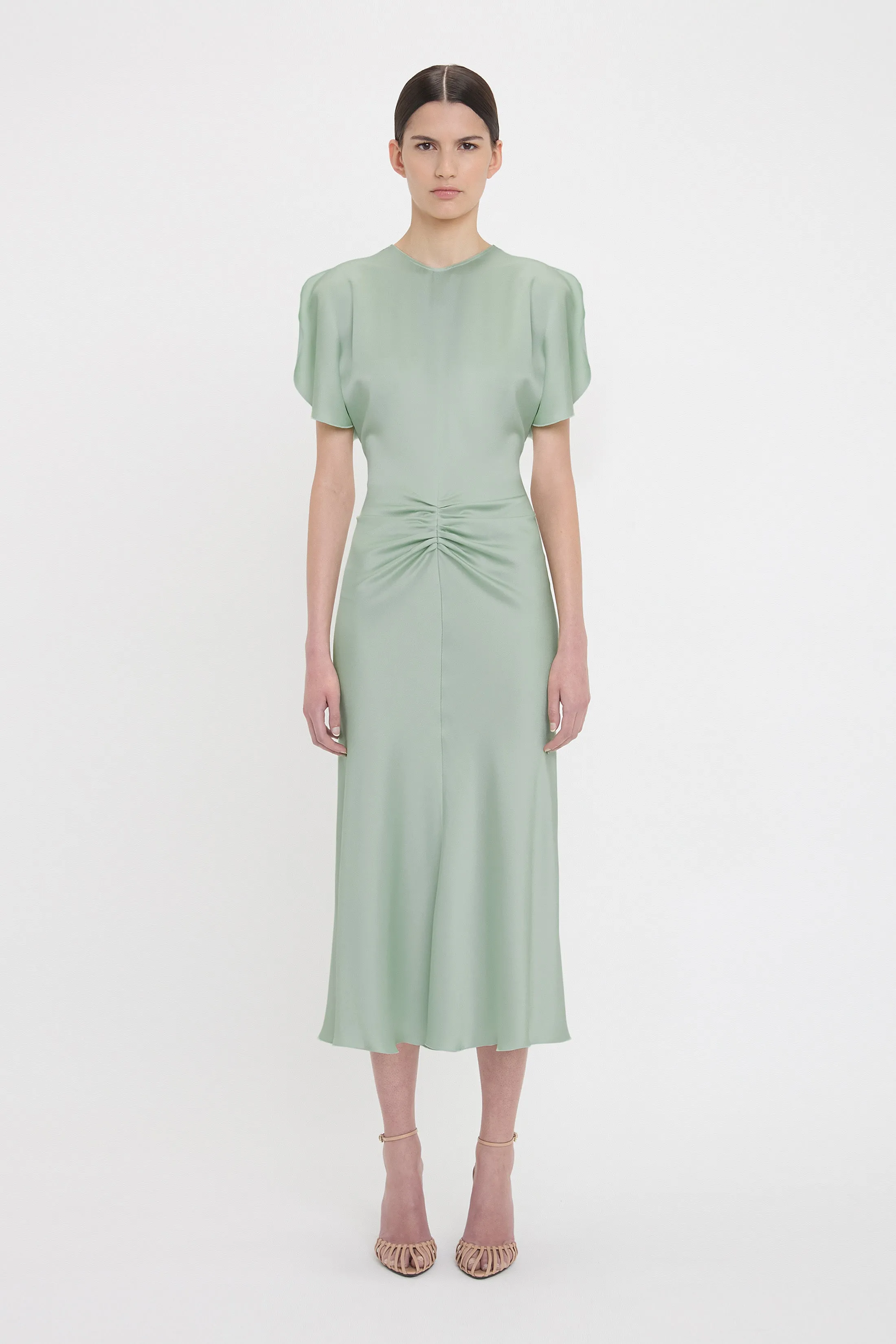 Gathered Waist Midi Dress In Wasabi sold by Victoria Beckham