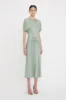 Gathered Waist Midi Dress In Wasabi sold by Victoria Beckham