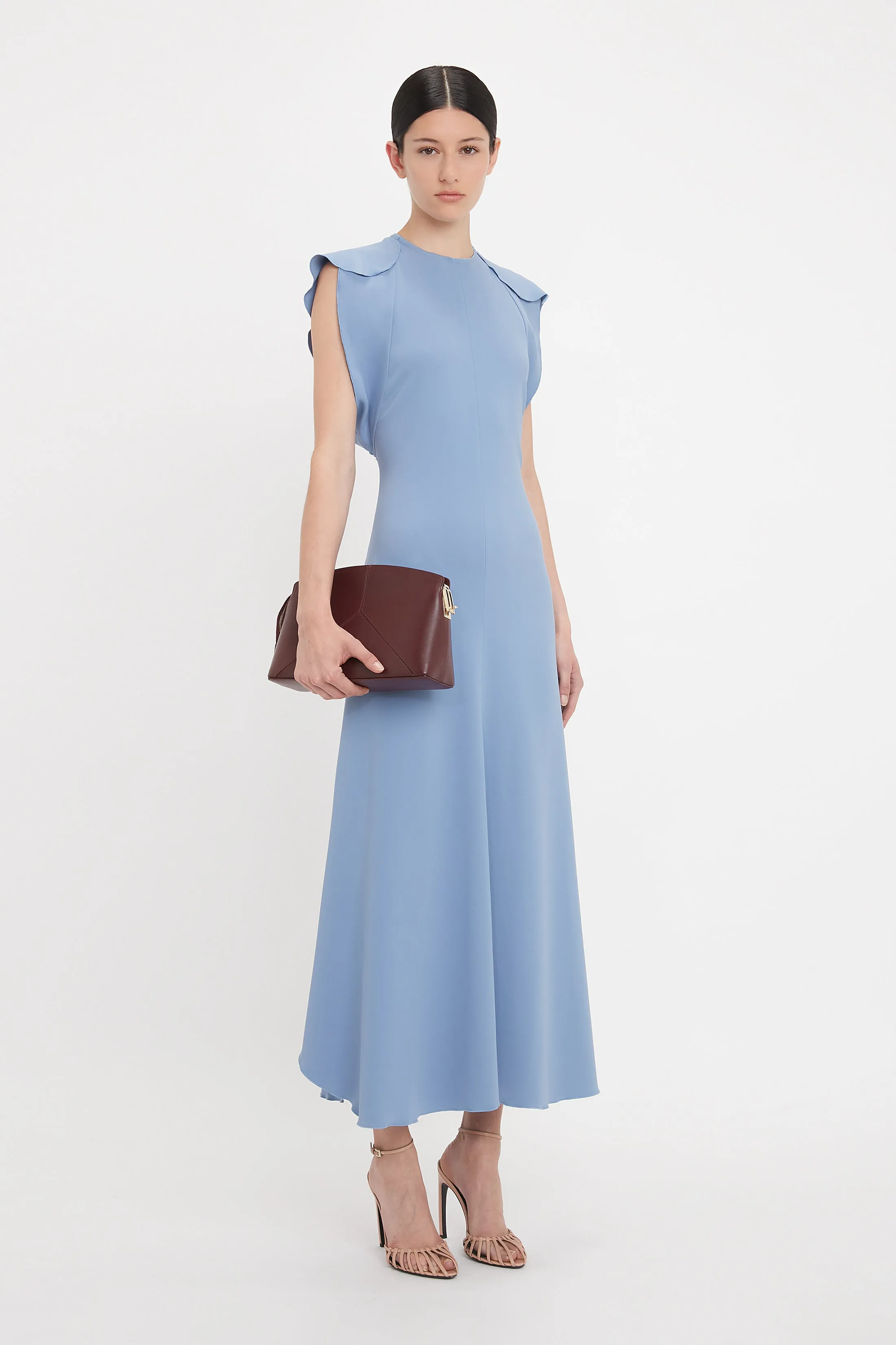 Folded Cap Sleeve Midi Dress In Bluebell sold by Victoria Beckham product image thumbnail 2