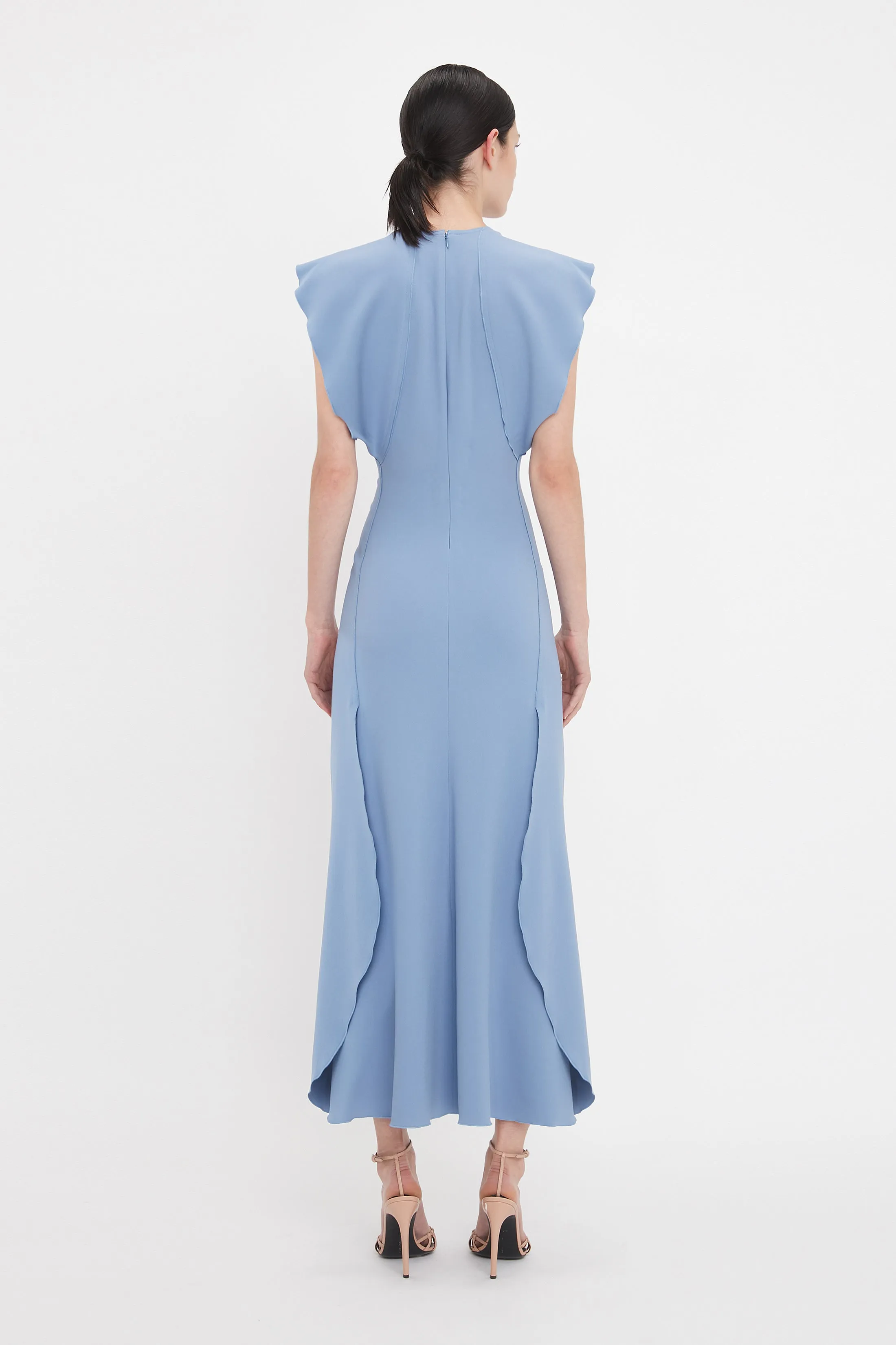 Folded Cap Sleeve Midi Dress In Bluebell sold by Victoria Beckham product image thumbnail 3