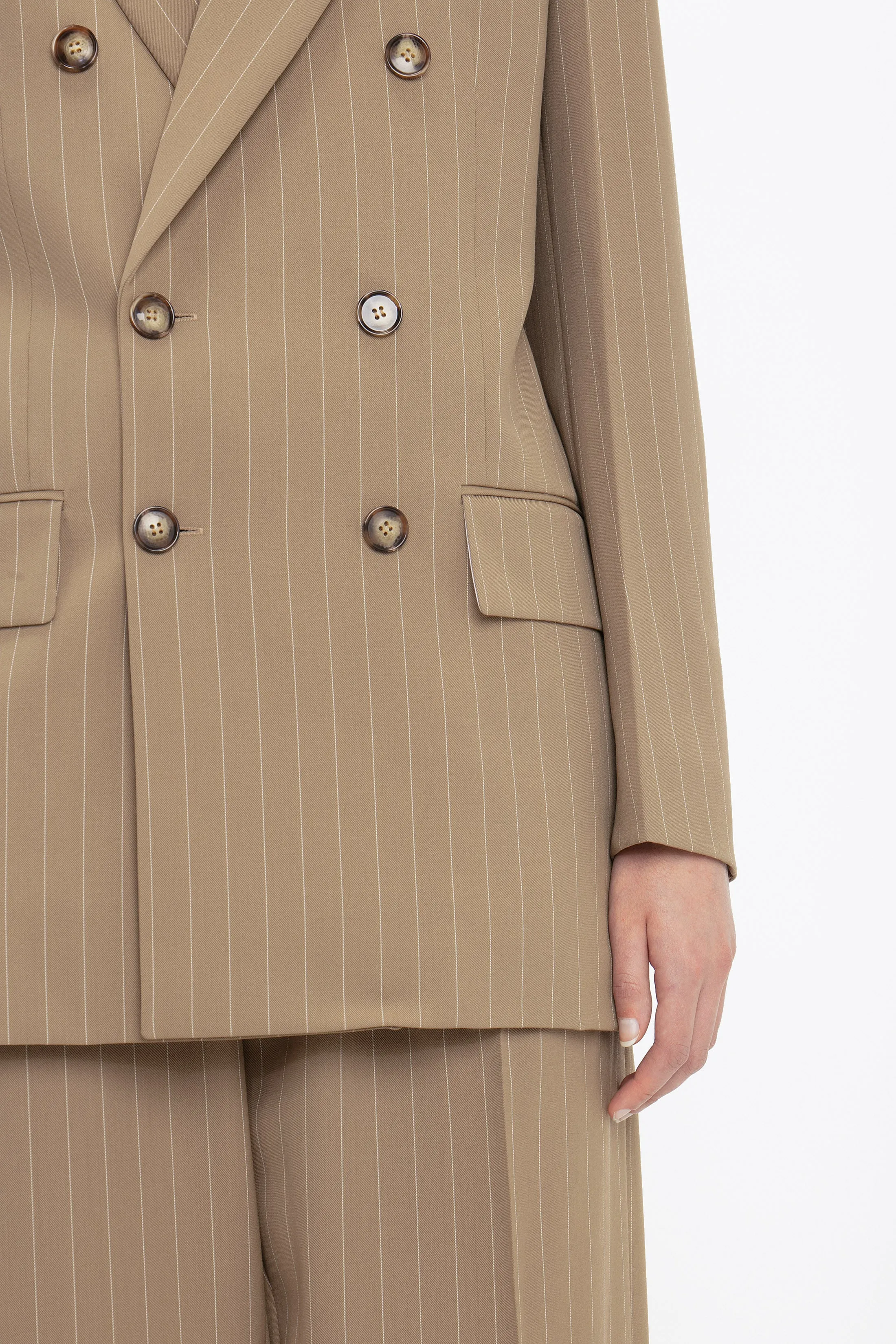 Double Breasted Mens Jacket In Sandstorm sold by Victoria Beckham product image thumbnail 4