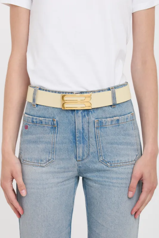 Jumbo Dorian Belt In Ivory Grained Leather sold by Victoria Beckham