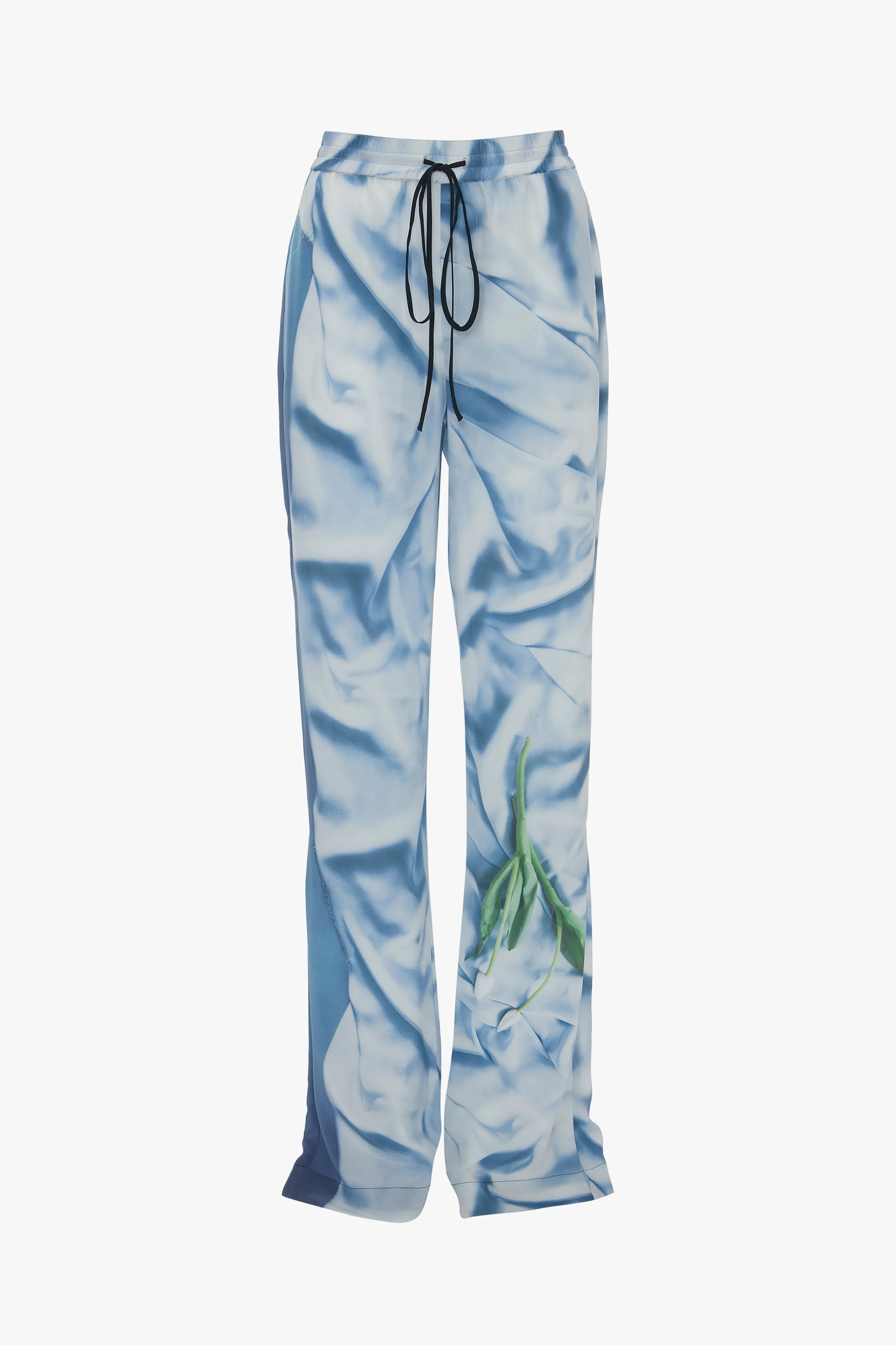Pleat Detail Pyjama Trouser In Ice Blue Satin Flowers sold by Victoria Beckham product image thumbnail 5