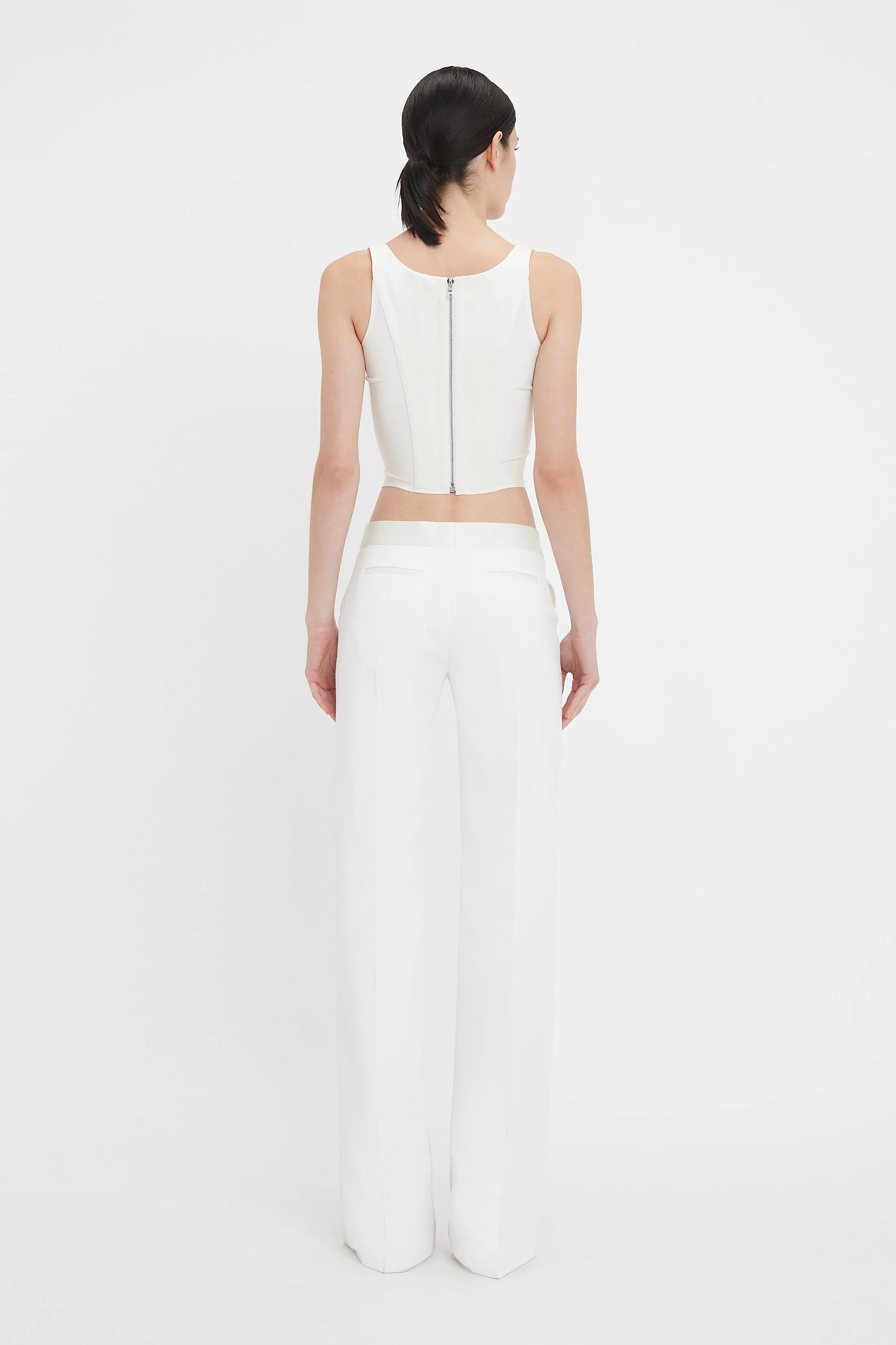 Satin Waistband Trouser In Ivory sold by Victoria Beckham product image thumbnail 3