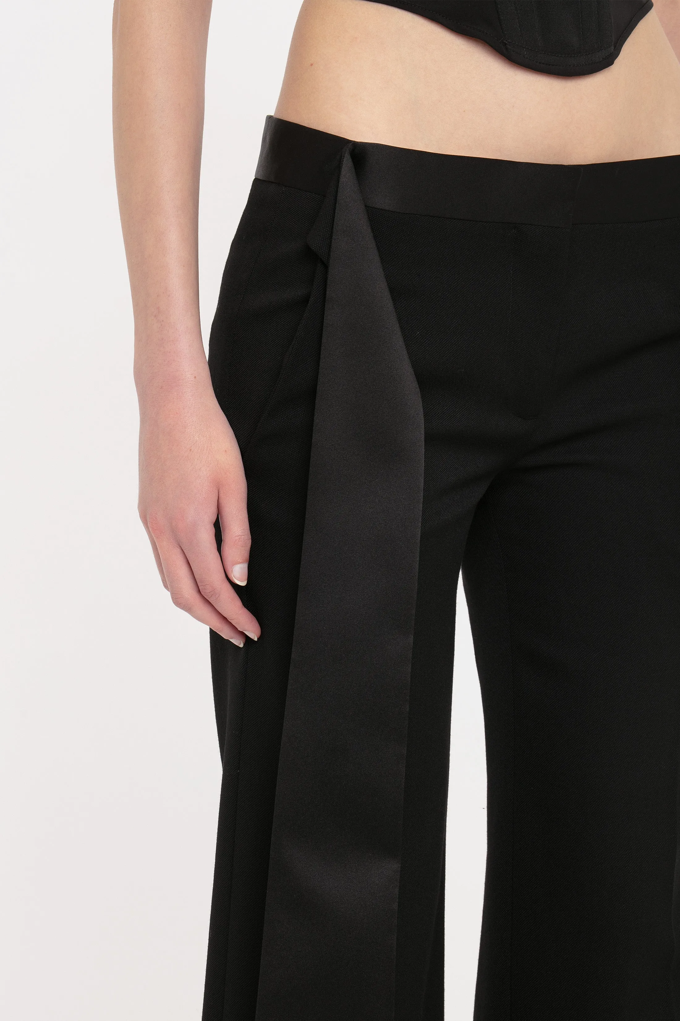 Satin Waistband Trouser In Black sold by Victoria Beckham product image thumbnail 4
