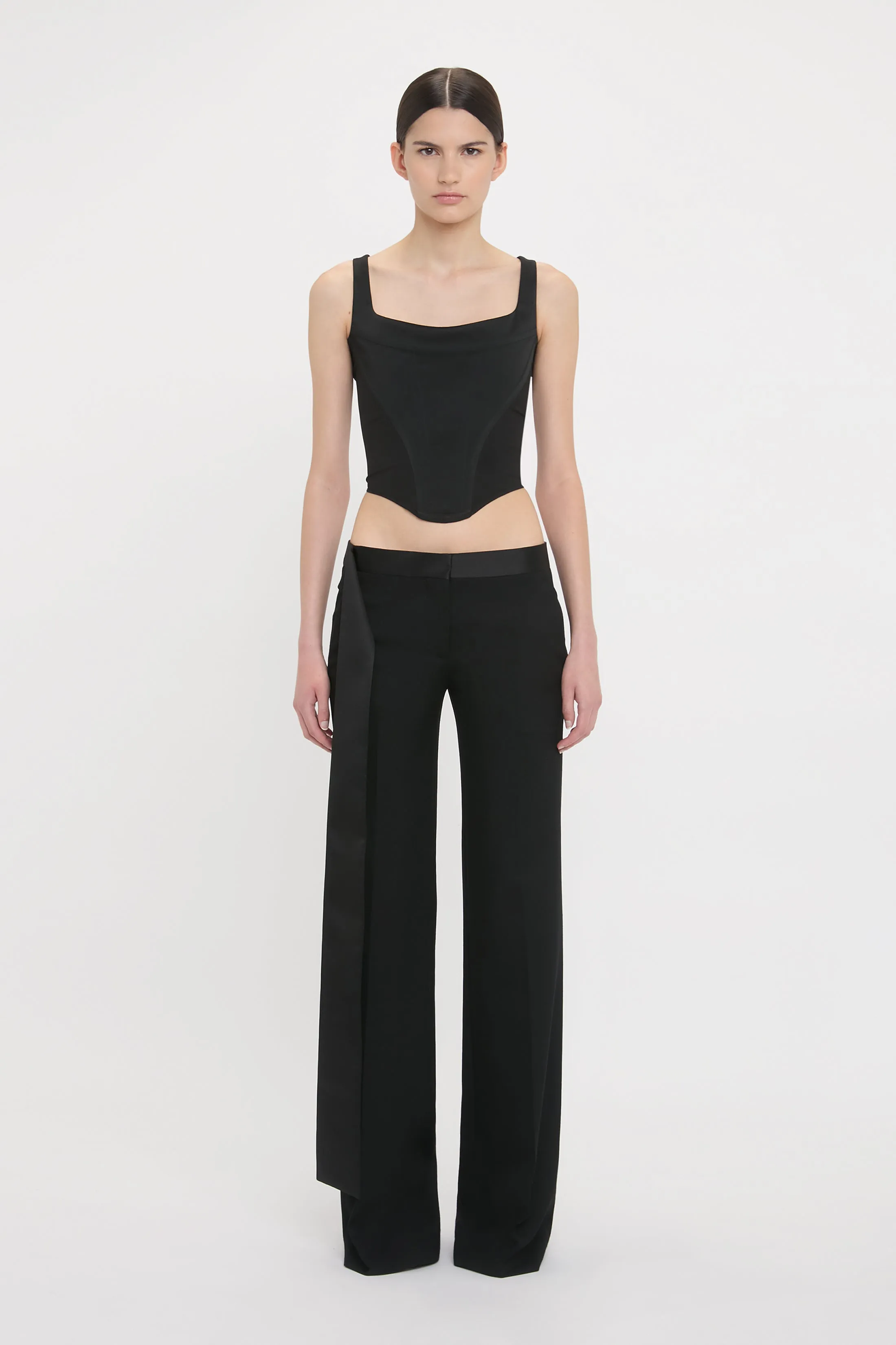 Satin Waistband Trouser In Black sold by Victoria Beckham