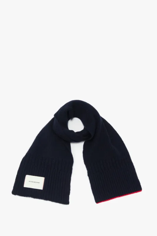 Logo Patch Scarf In Navy-Red sold by Victoria Beckham