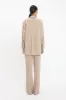 Pleat Detail Pyjama Trouser In Tobacco-Midnight sold by Victoria Beckham
