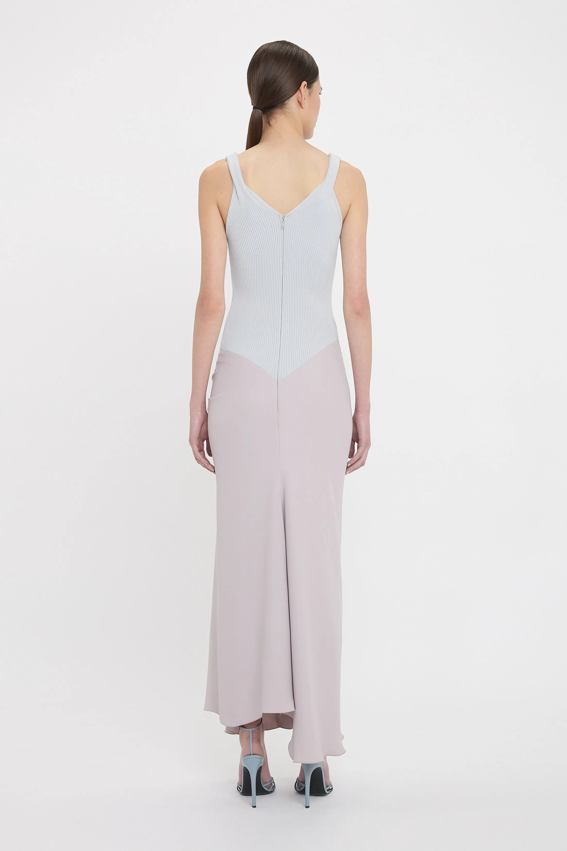 Knit Detail Cami Midi Dress In Heather sold by Victoria Beckham product image thumbnail 3