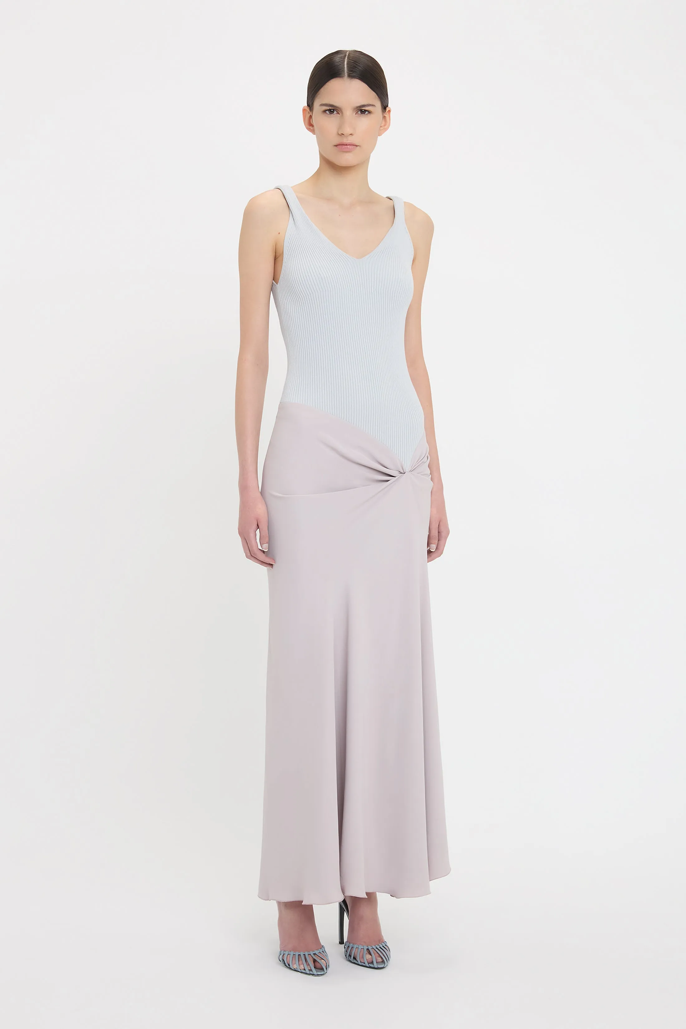 Knit Detail Cami Midi Dress In Heather sold by Victoria Beckham product image thumbnail 2