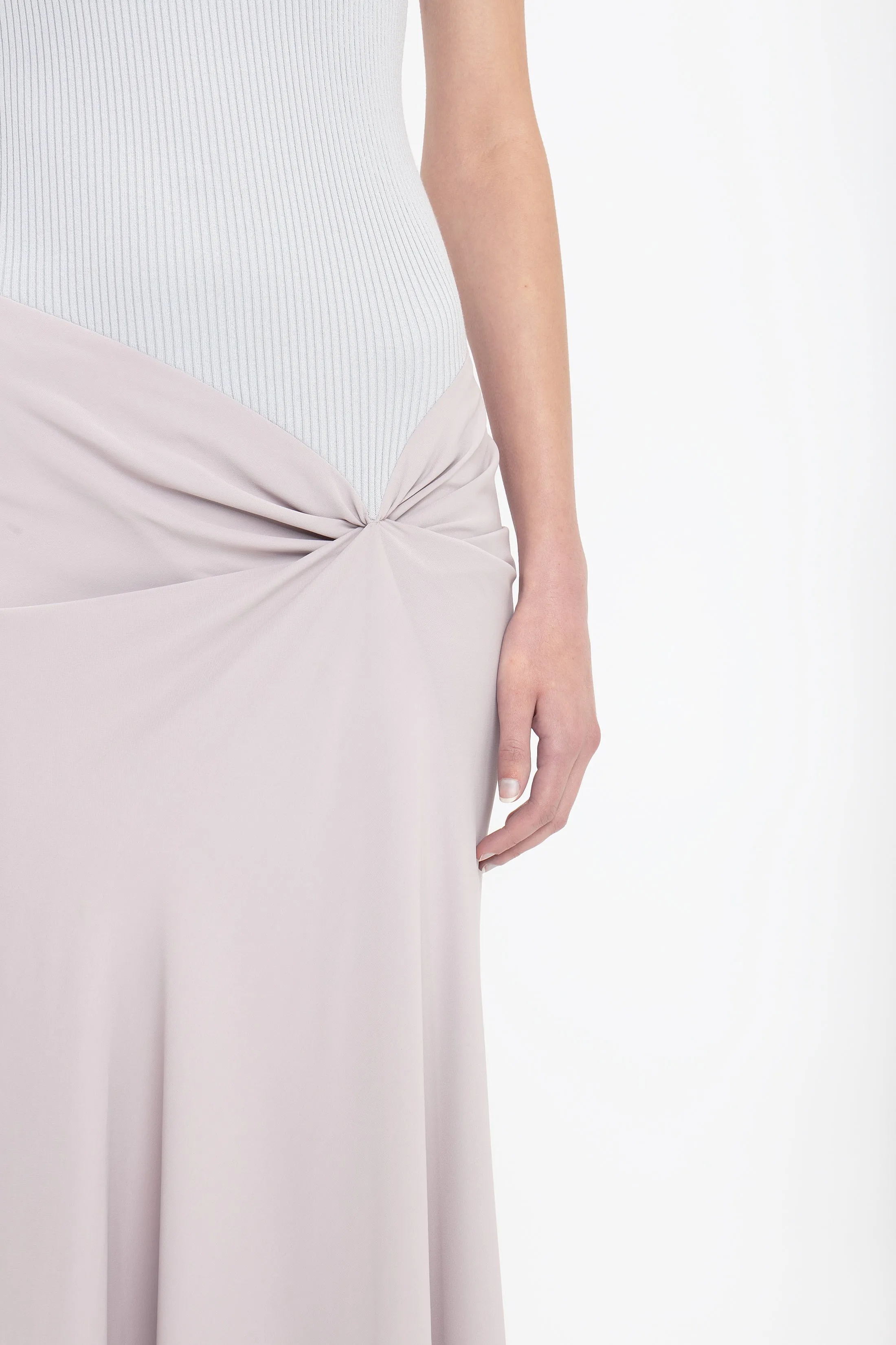 Knit Detail Cami Midi Dress In Heather sold by Victoria Beckham product image thumbnail 4