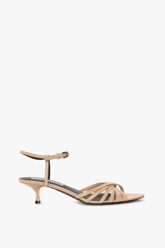 Open Toe Cage Kitten Heel In Taupe Leather sold by Victoria Beckham