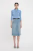 Denim Wrap Detail Skirt In Pale Blue Wash sold by Victoria Beckham