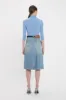Denim Wrap Detail Skirt In Pale Blue Wash sold by Victoria Beckham