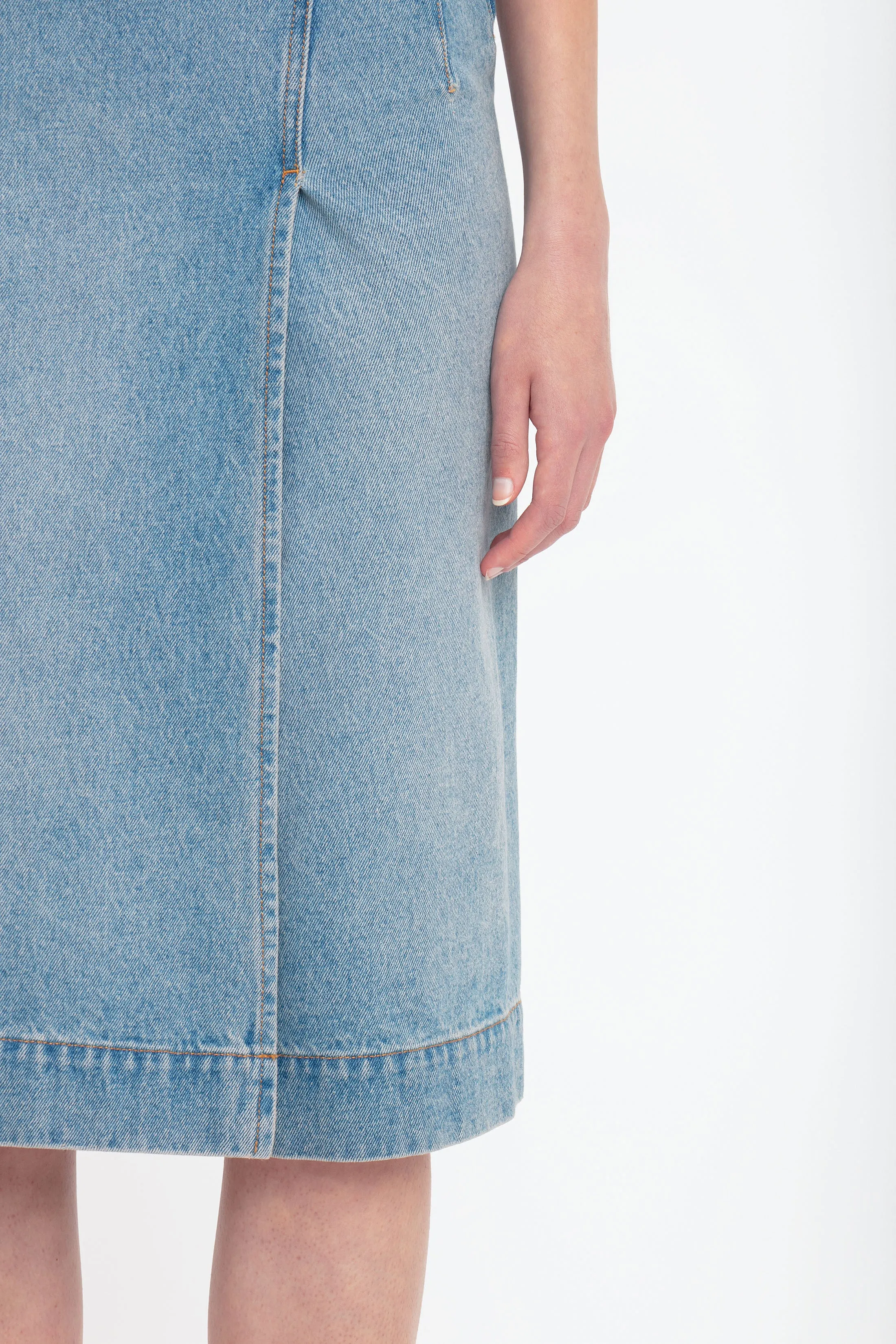 Denim Wrap Detail Skirt In Pale Blue Wash sold by Victoria Beckham product image thumbnail 4