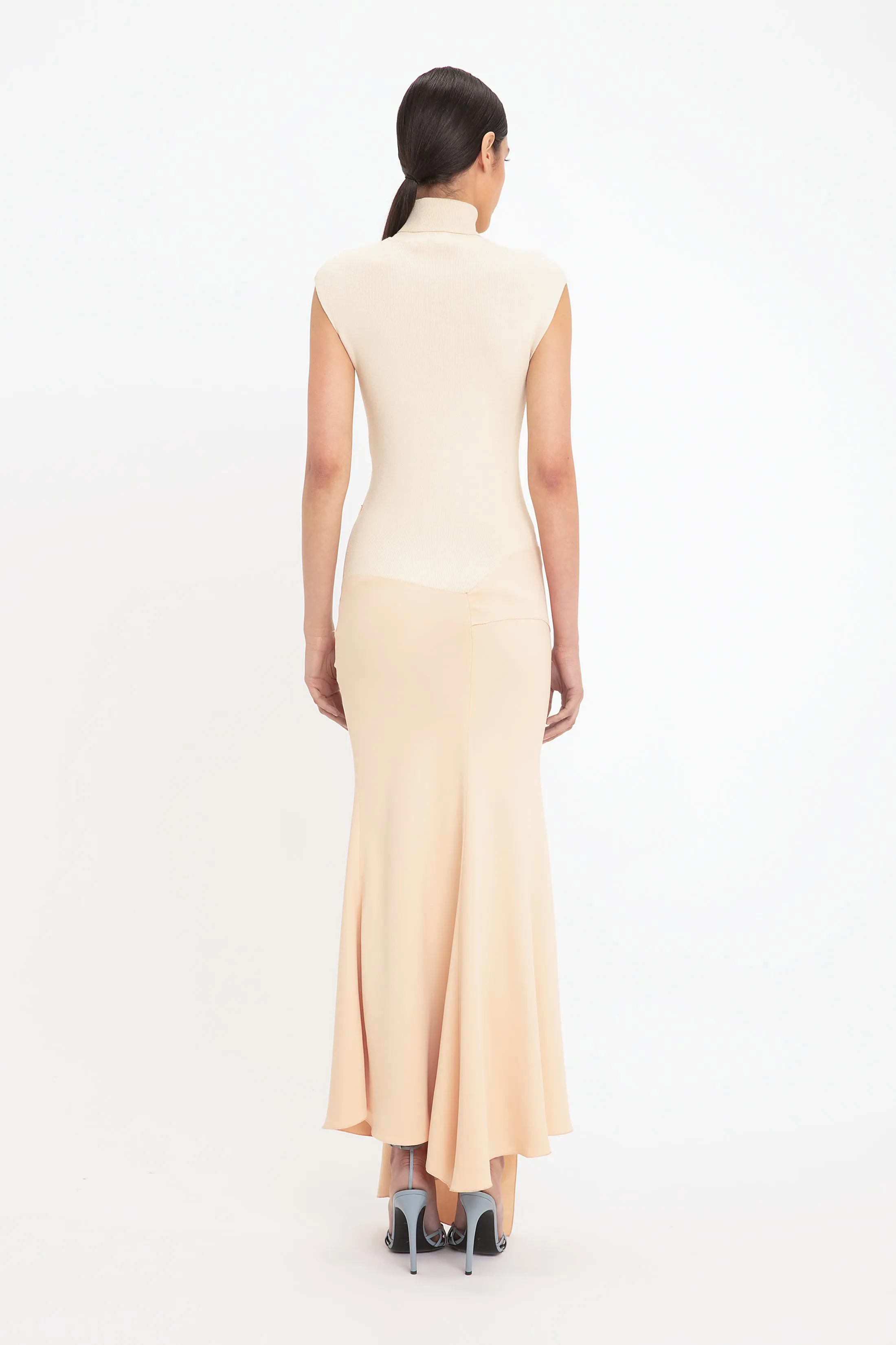 Cap Sleeve Knit Detail Midi In Pale Peach sold by Victoria Beckham product image thumbnail 3