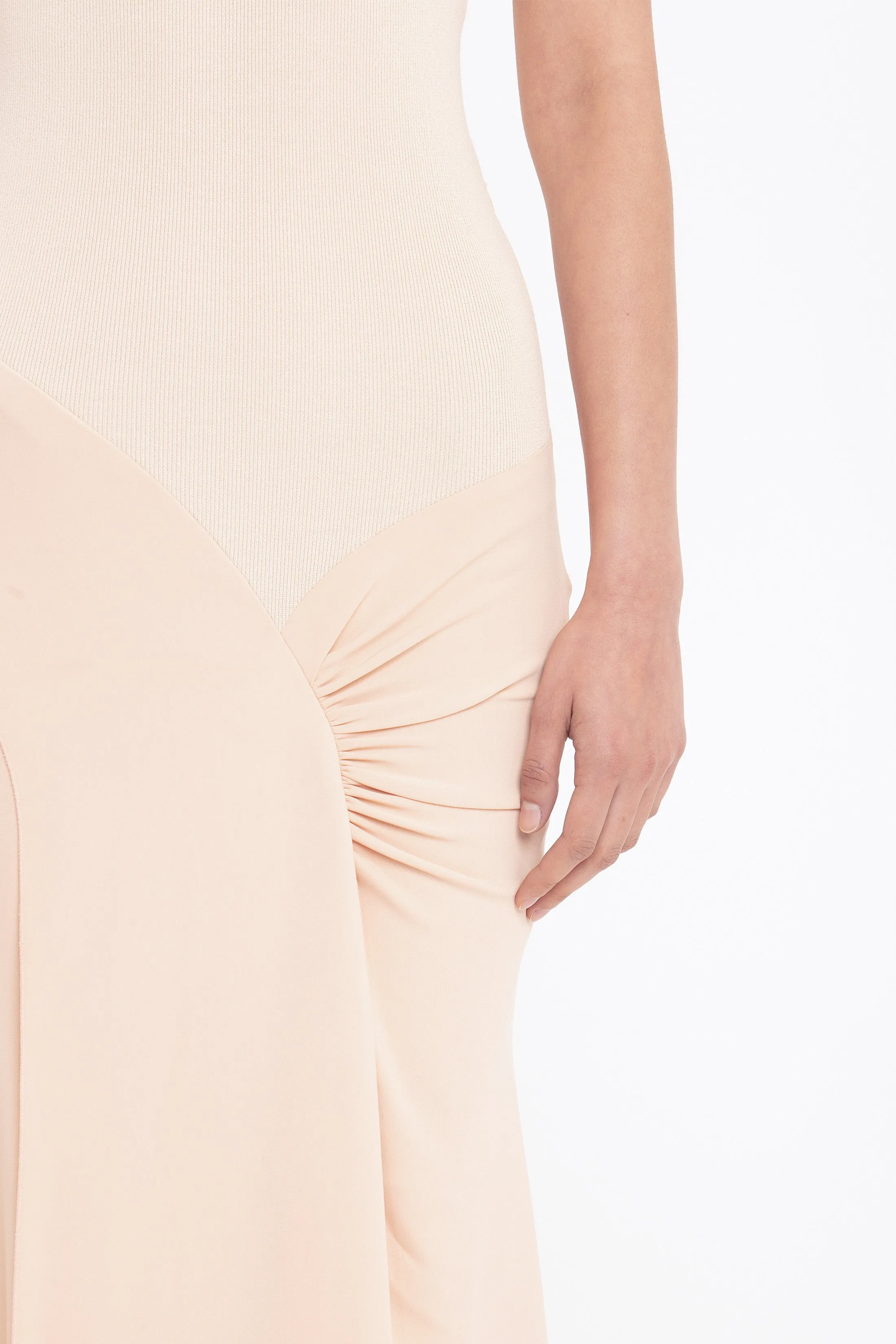 Cap Sleeve Knit Detail Midi In Pale Peach sold by Victoria Beckham product image thumbnail 4