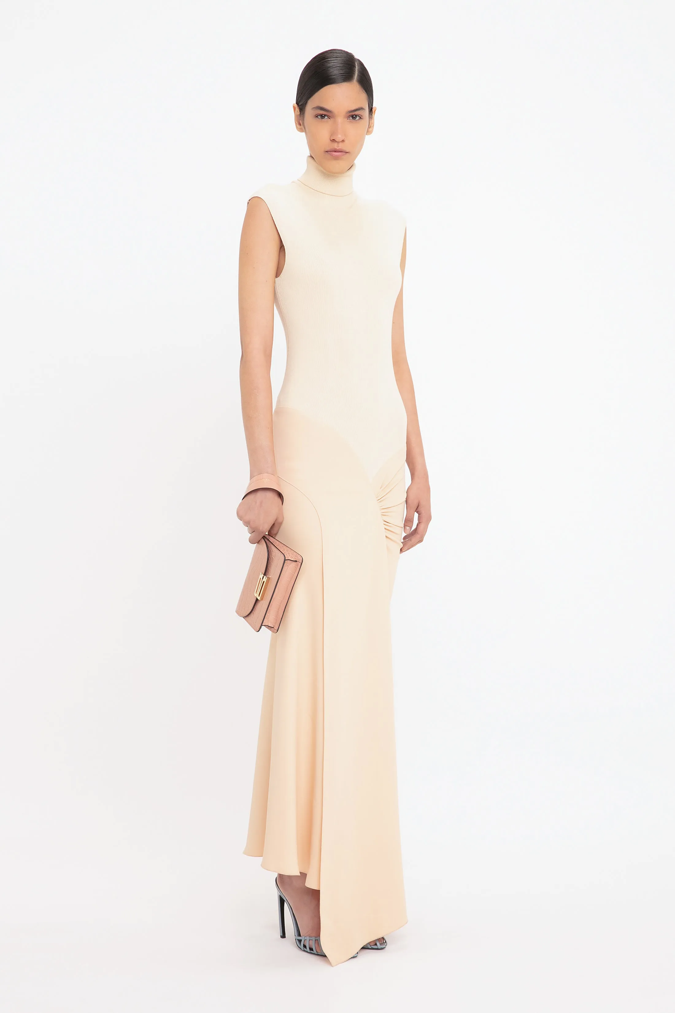 Cap Sleeve Knit Detail Midi In Pale Peach sold by Victoria Beckham product image thumbnail 2