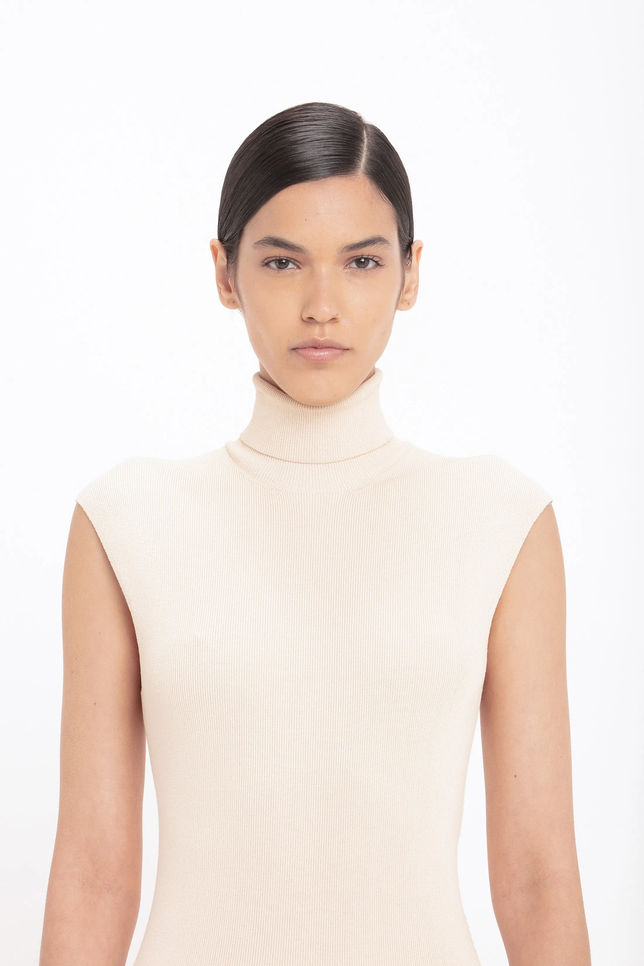 Cap Sleeve Knit Detail Midi In Pale Peach sold by Victoria Beckham product image thumbnail 5