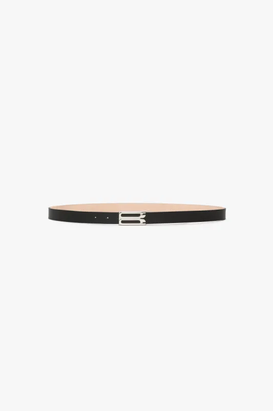 Silver Buckle Frame Belt In Black Grained Leather sold by Victoria Beckham