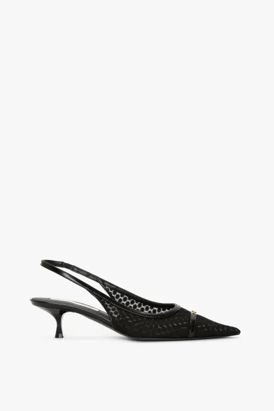 Mesh Slingback Kitten Heel In Black sold by Victoria Beckham