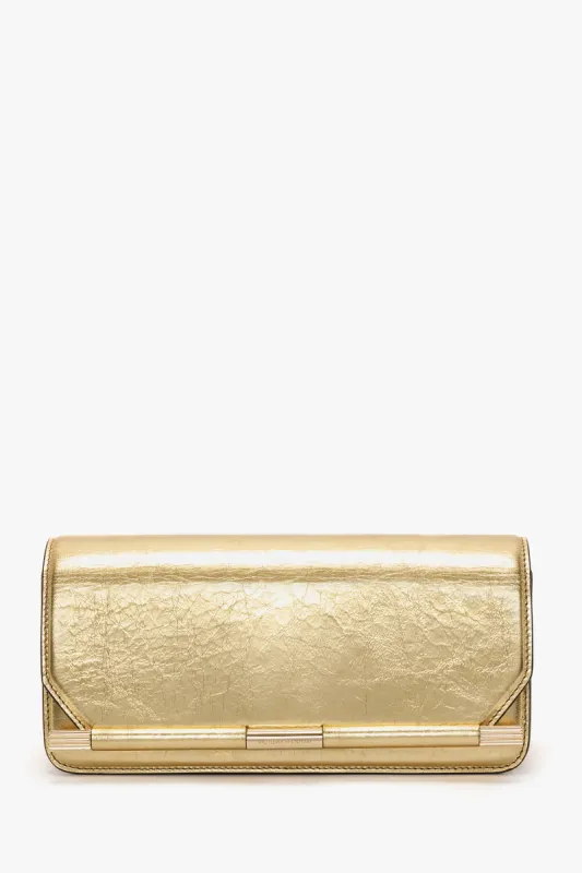 202 Clutch Bag In Gold Distressed Leather sold by Victoria Beckham