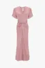 Gathered V-Neck Midi Dress In Peony sold by Victoria Beckham