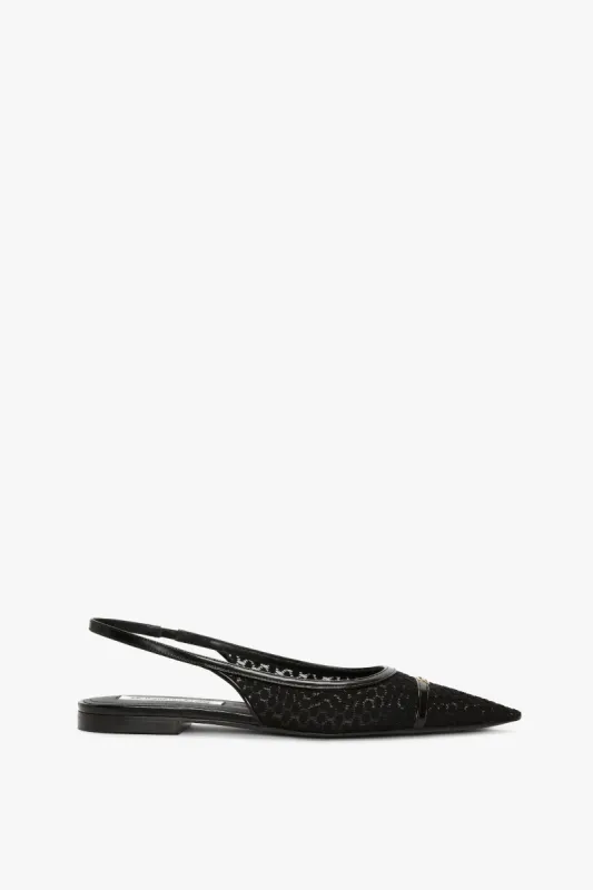 Flat Mesh Slingback Pump In Black sold by Victoria Beckham