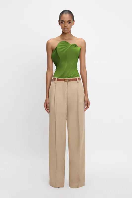 Strapless Wave Detail Top In Algae made by Victoria Beckham