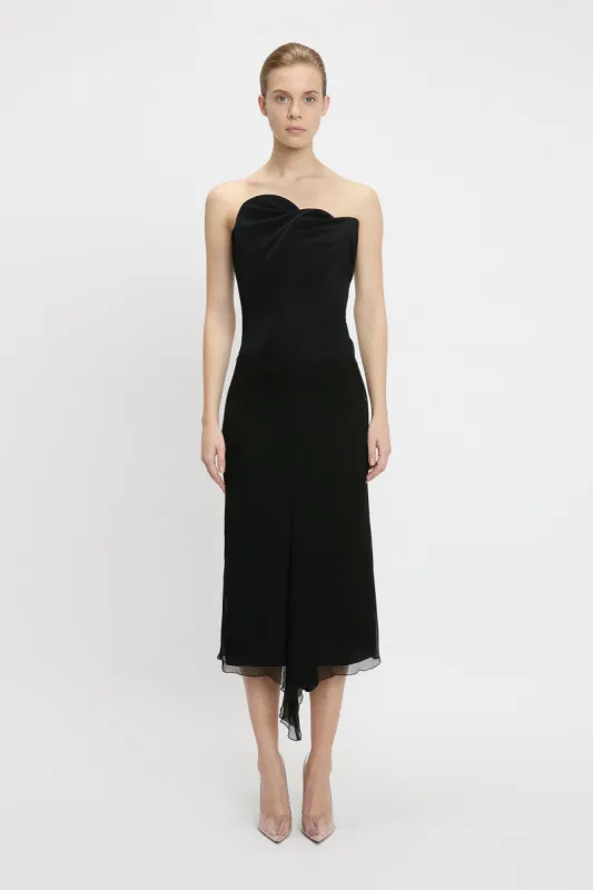 Strapless Wave Detail Top In Black made by Victoria Beckham