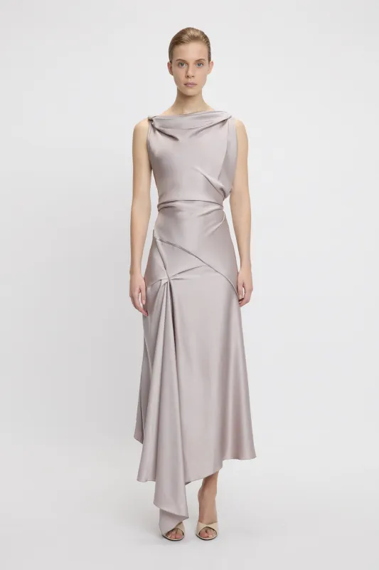 Asymmetric Draped Midi Dress In Heather sold by Victoria Beckham