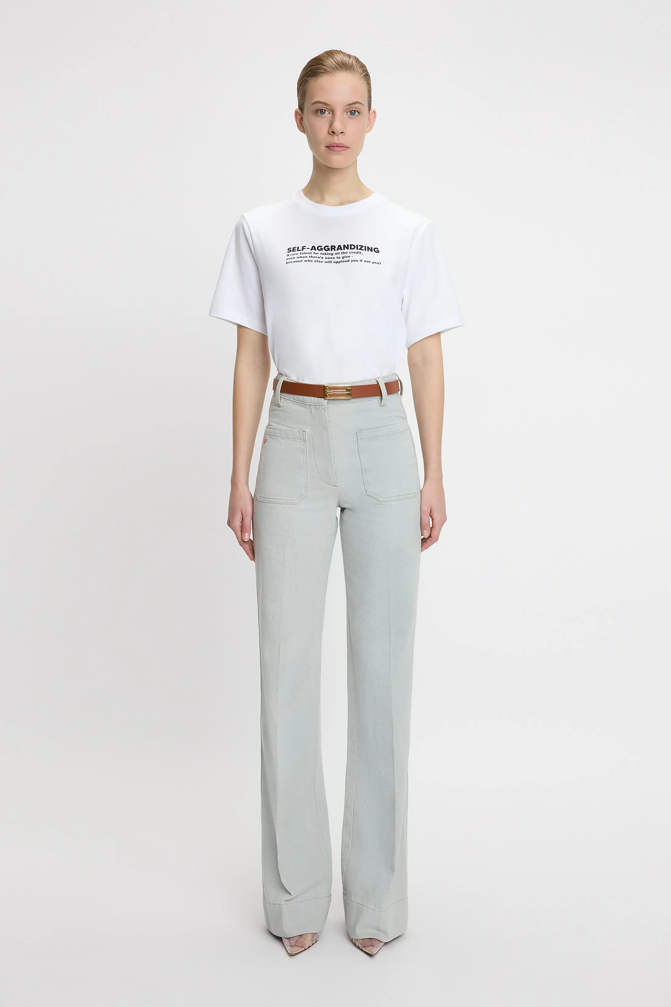 Aggrandizing Slogan T-Shirt In White sold by Victoria Beckham