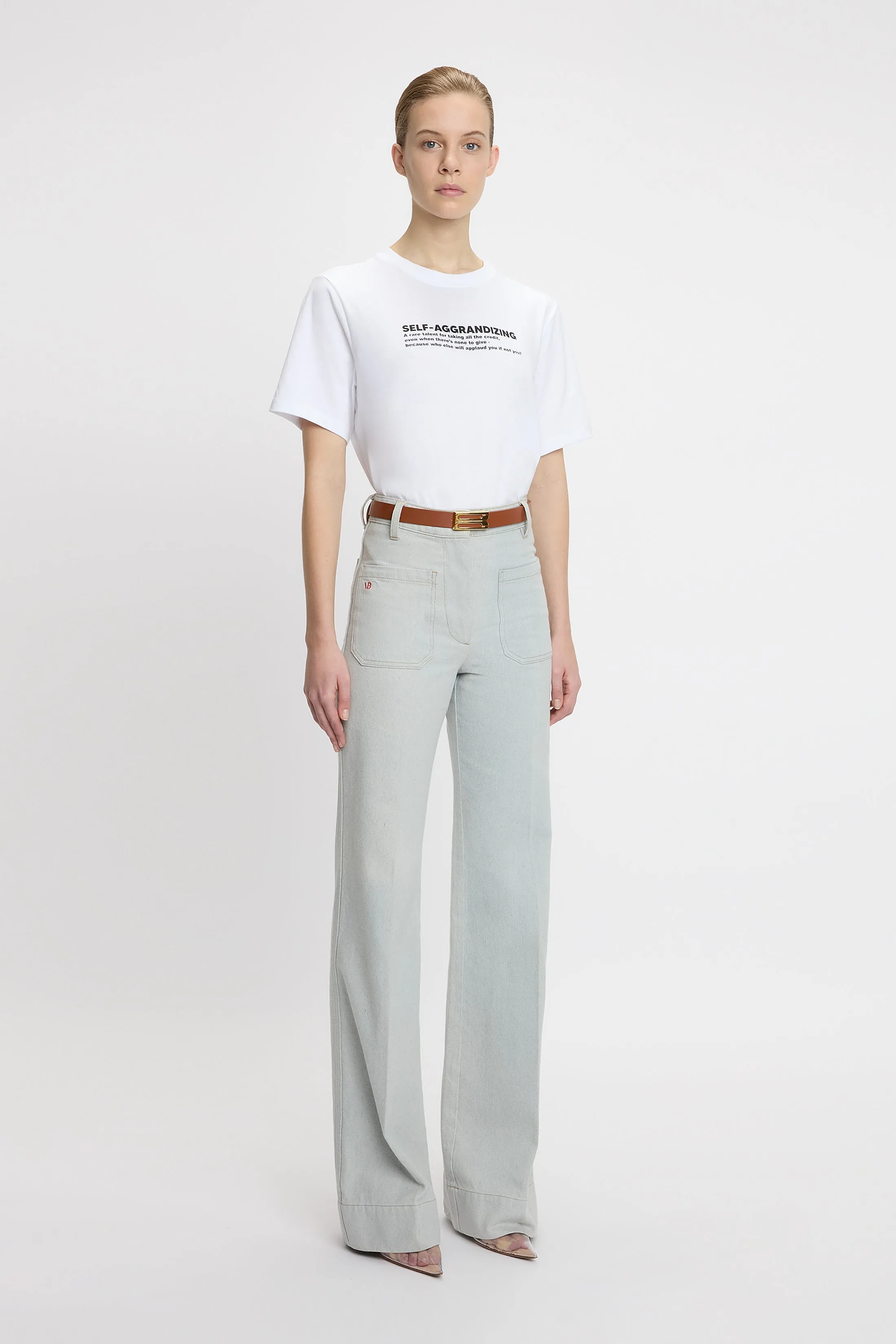 Aggrandizing Slogan T-Shirt In White sold by Victoria Beckham product image thumbnail 2