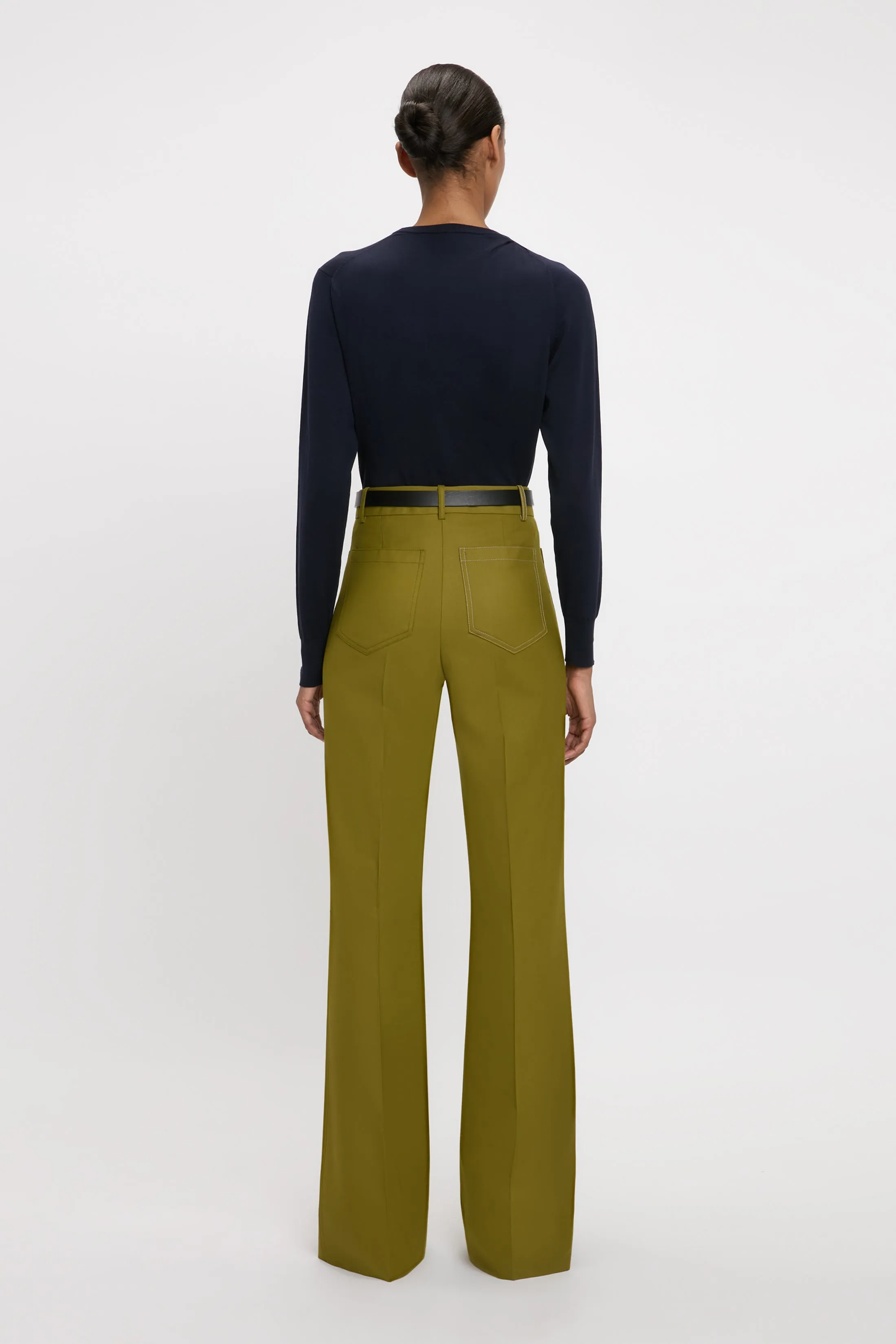 Draped Pleat Detail Crew Neck Top In Navy sold by Victoria Beckham product image thumbnail 3