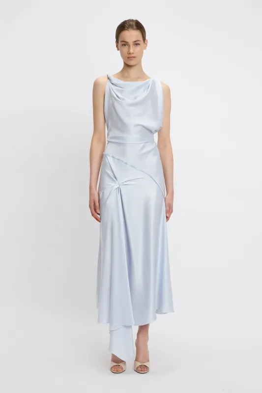 Asymmetric Draped Midi Dress In Ice sold by Victoria Beckham
