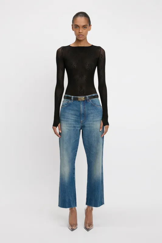 Long Sleeve Backless Bodysuit In Black sold by Victoria Beckham