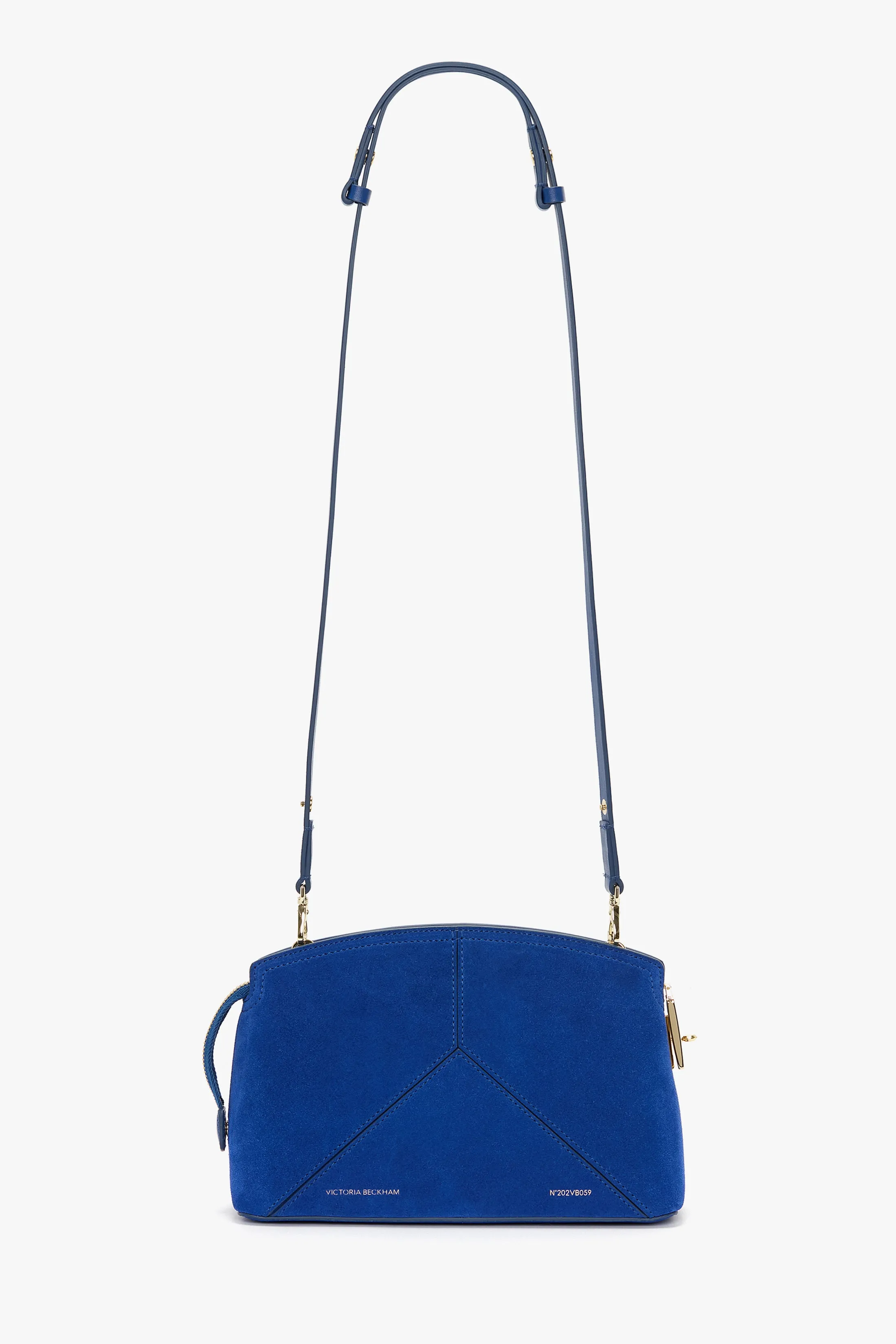 Victoria Crossbody Bag In Sapphire Blue Suede sold by Victoria Beckham