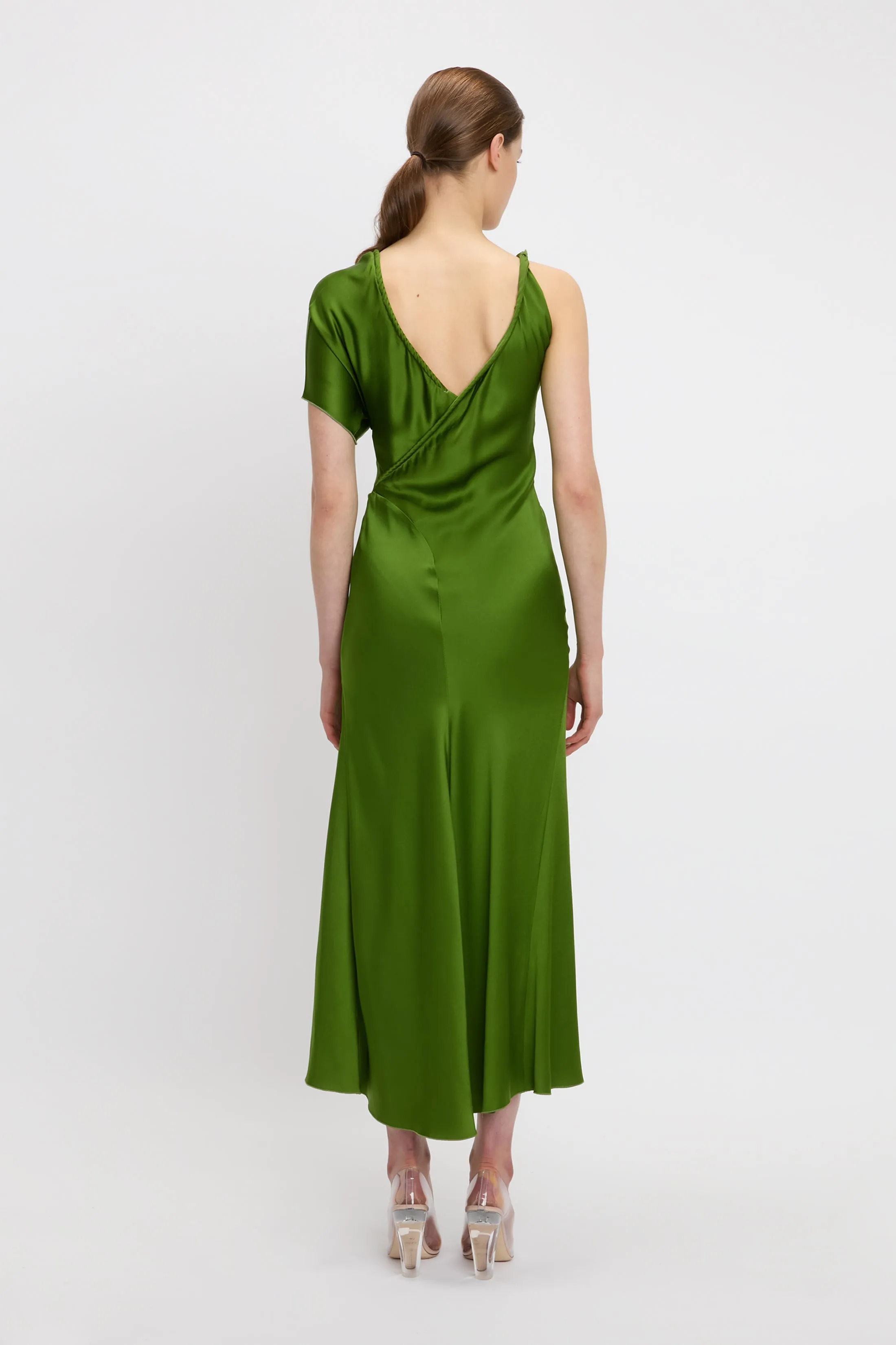 Asymmetric Ruched Detail Midi Dress In Algae sold by Victoria Beckham product image thumbnail 3