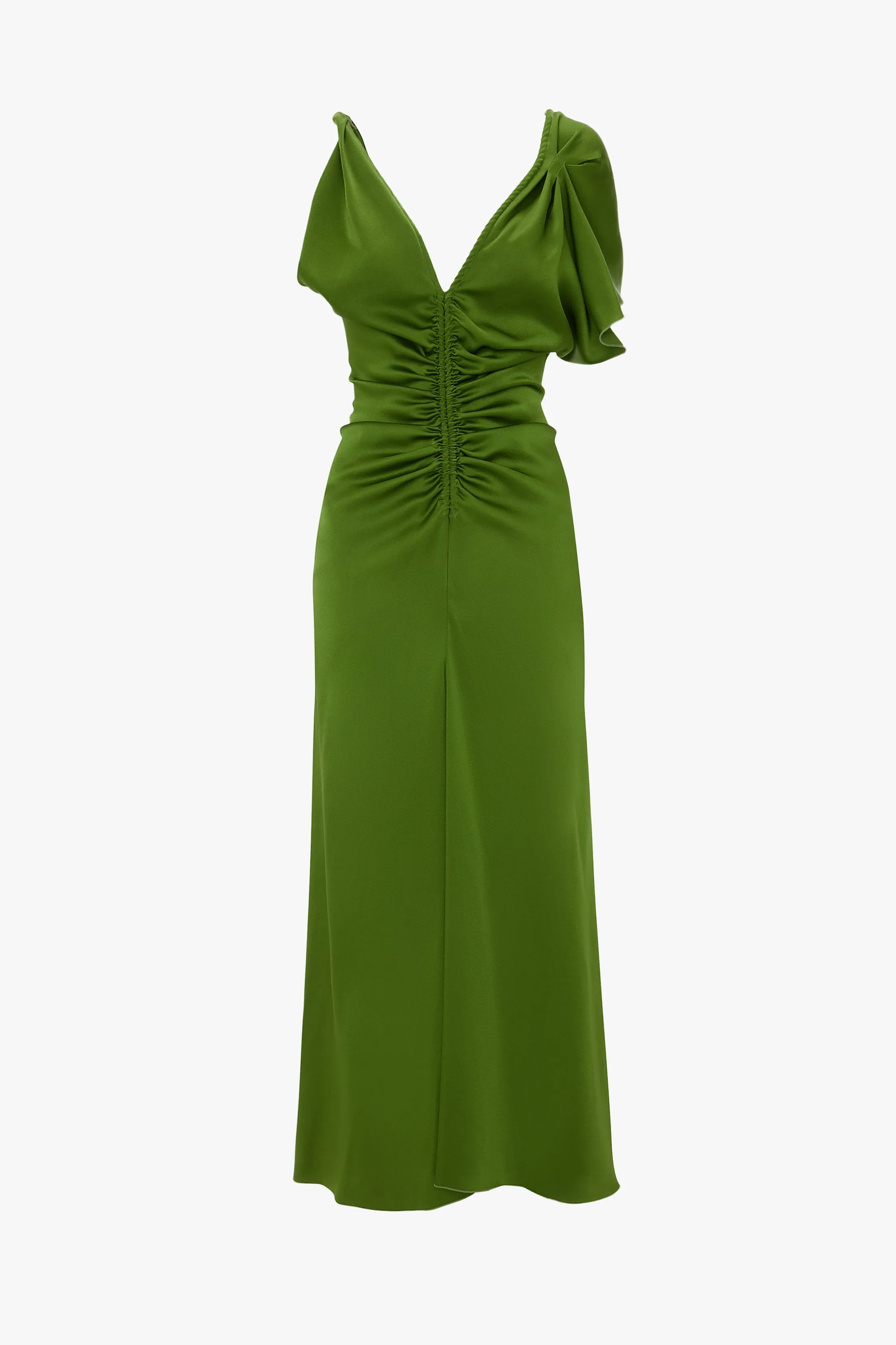 Asymmetric Ruched Detail Midi Dress In Algae sold by Victoria Beckham product image thumbnail 4