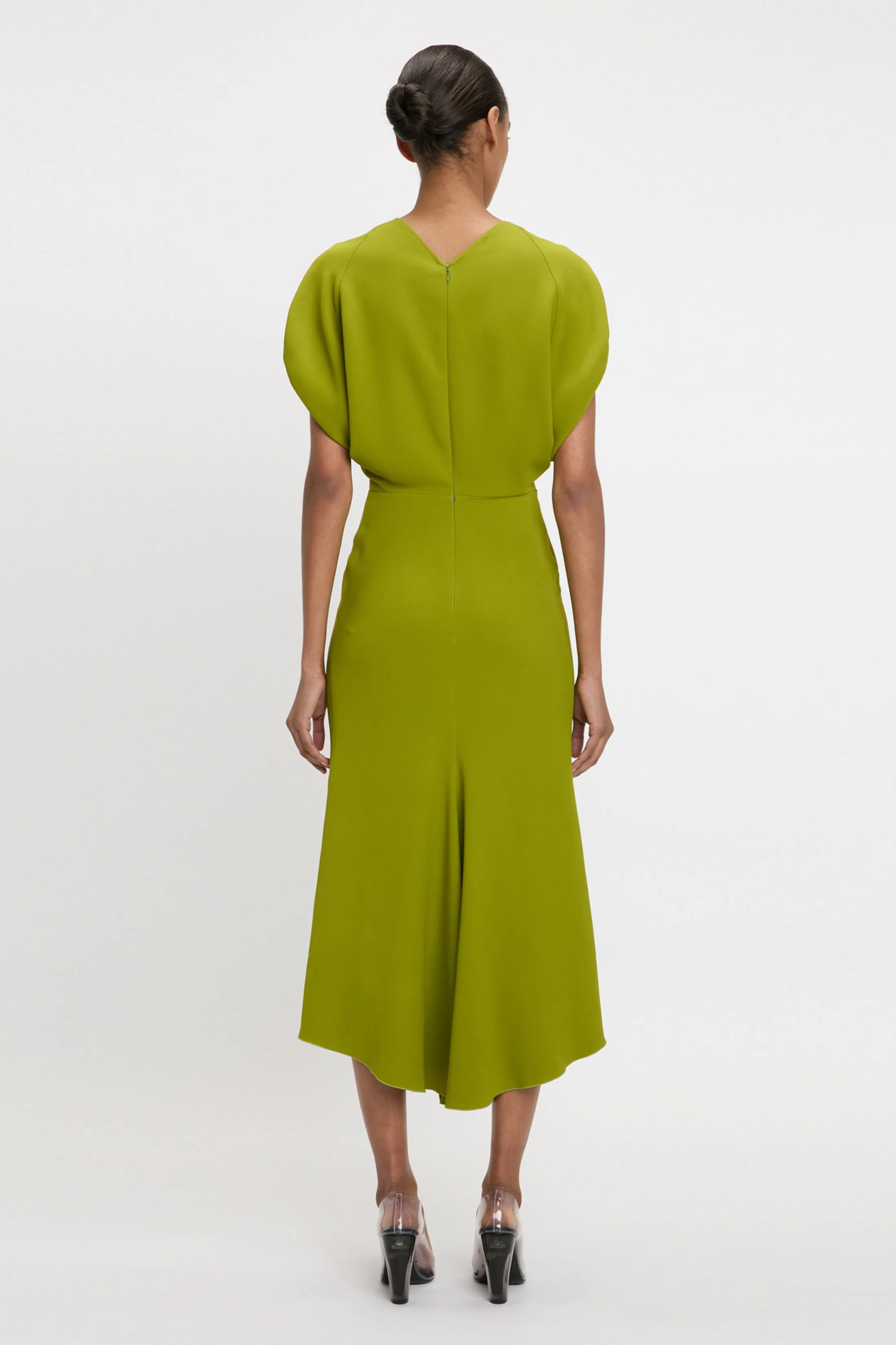 Blouson Detail Midi Dress In Parakeet sold by Victoria Beckham product image thumbnail 3