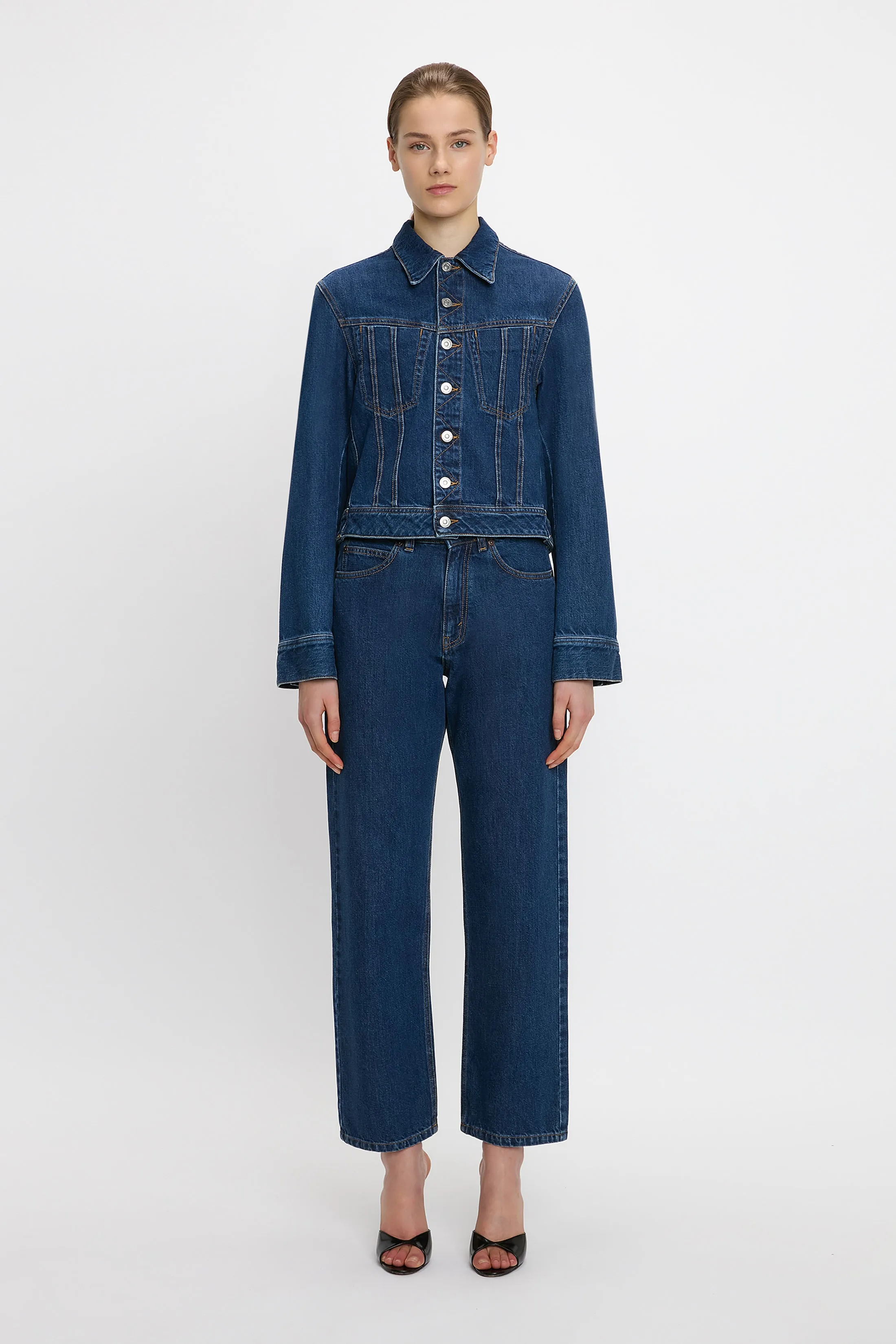 Denim Jacket In Deep Blue Stonewash sold by Victoria Beckham