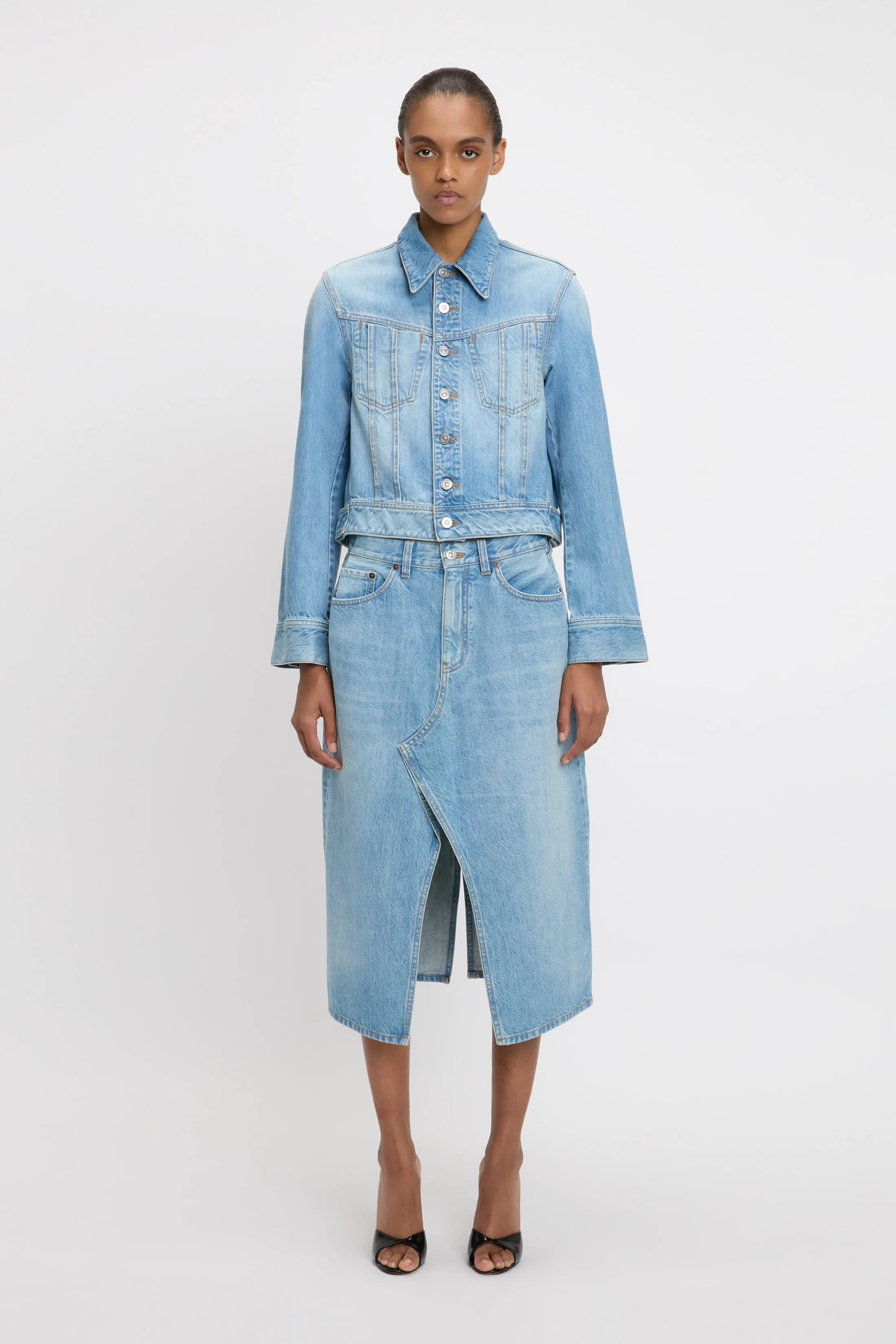 Denim Jacket In Light Blue Wash sold by Victoria Beckham