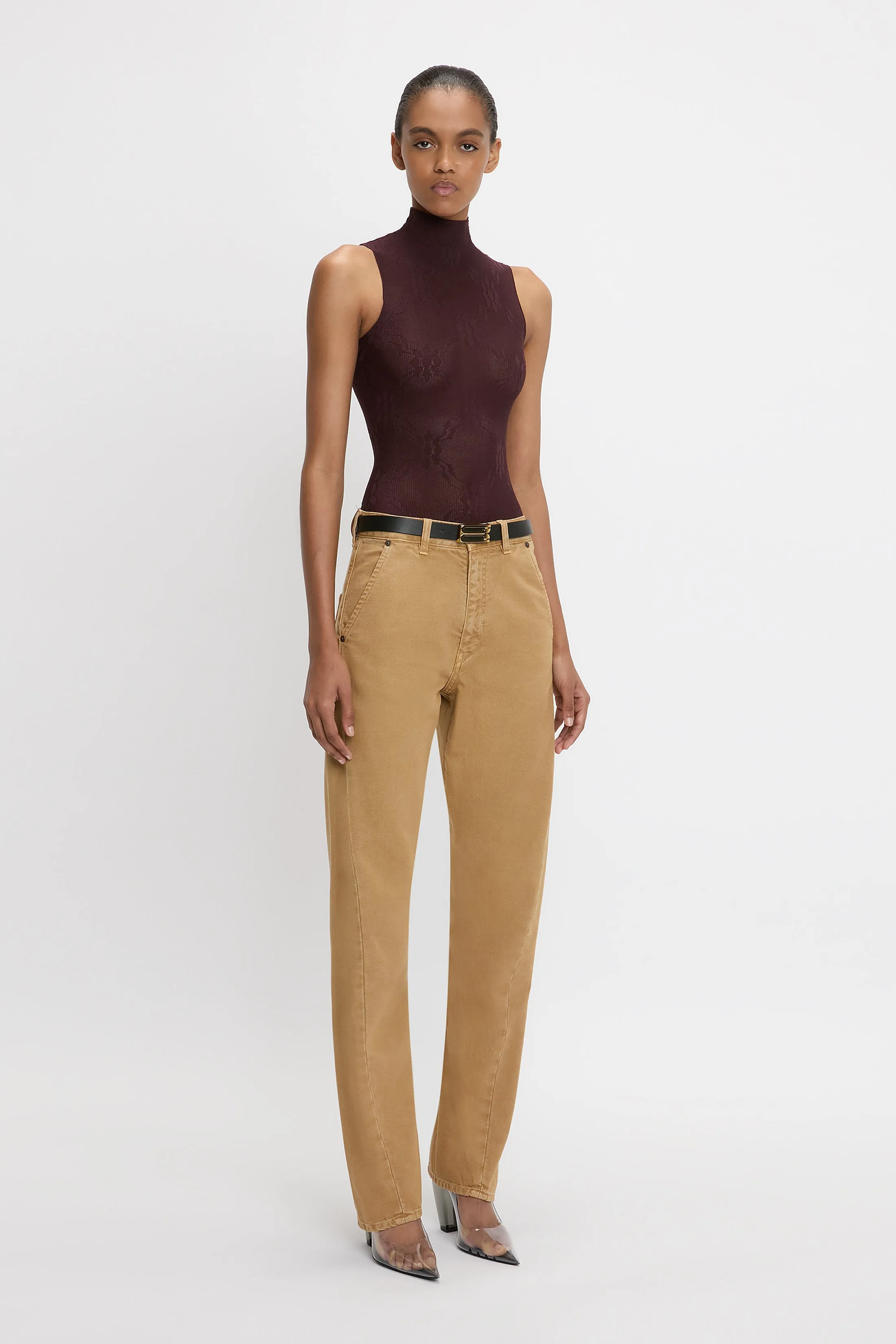 Sleeveless High Neck Bodysuit In Port sold by Victoria Beckham product image thumbnail 2