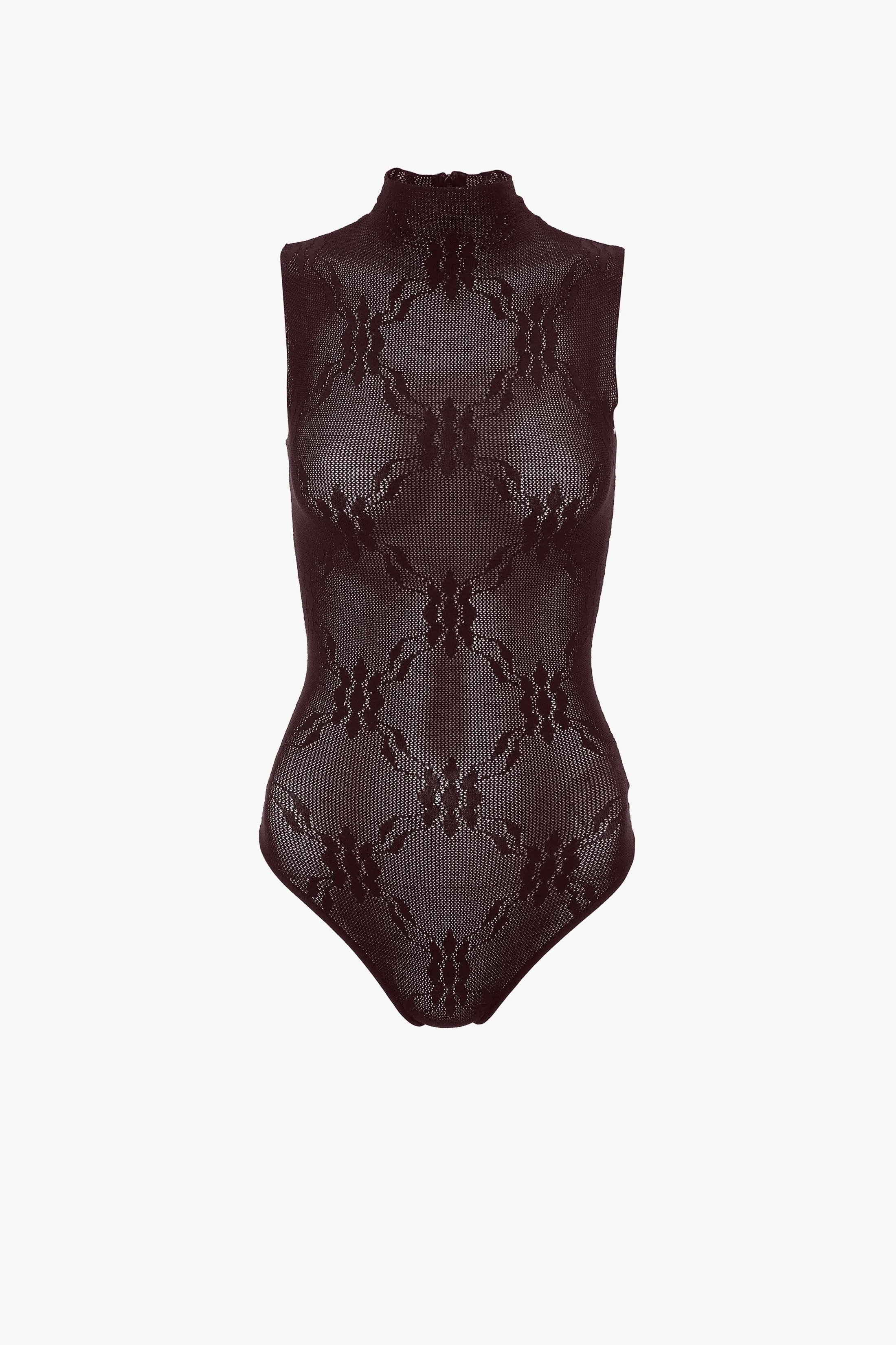 Sleeveless High Neck Bodysuit In Port sold by Victoria Beckham product image thumbnail 4