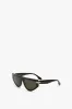 Visor Hinge-Detail Sunglasses In Metalic Chocolate sold by Victoria Beckham
